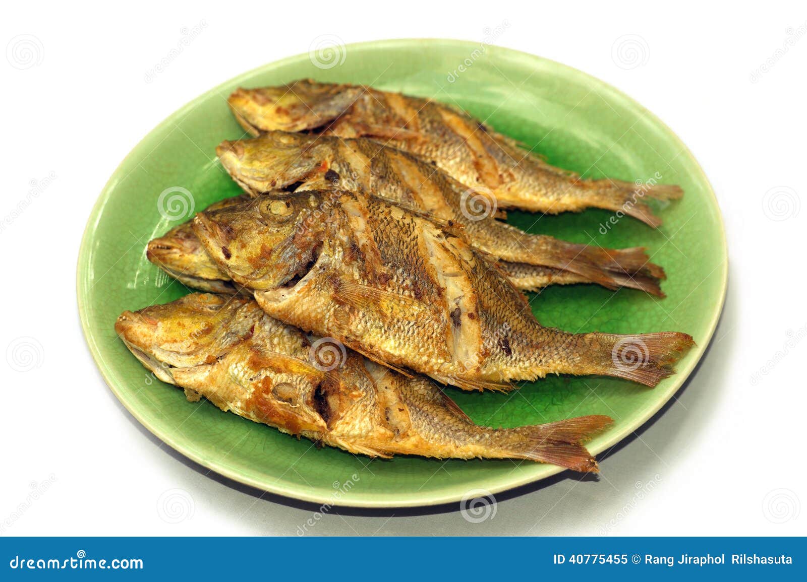 fried fish on white background.