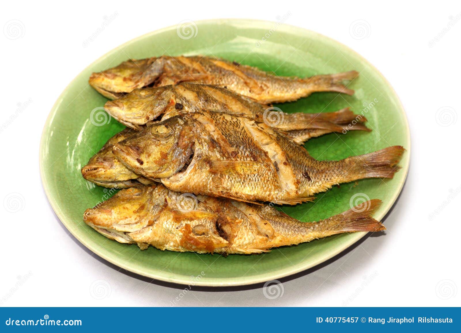 fried fish on white background.