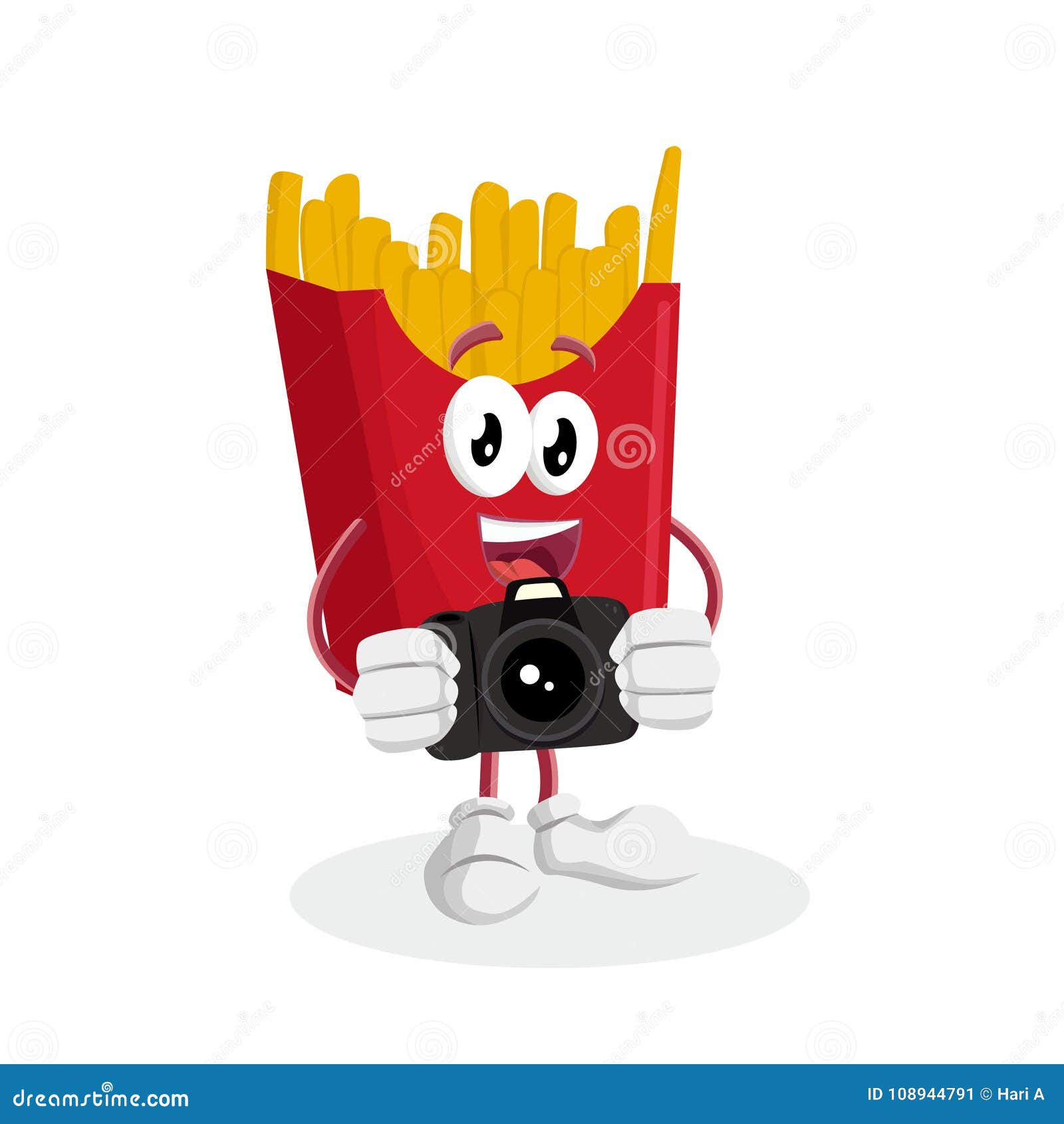 fried fries mascot and background with camera pose