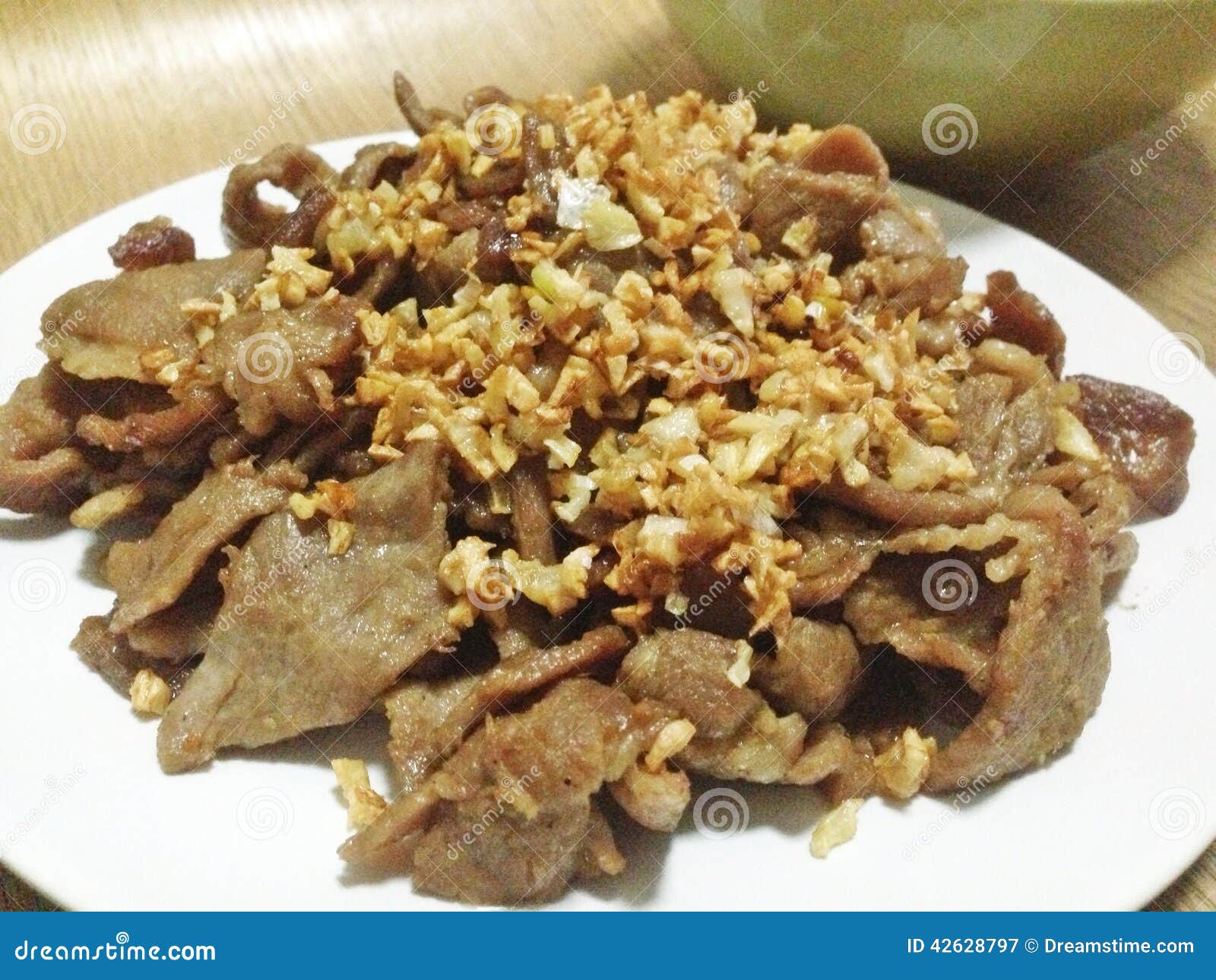 Fried garlic pork stock image. Image of fried, pork, friedgarlic 42628797