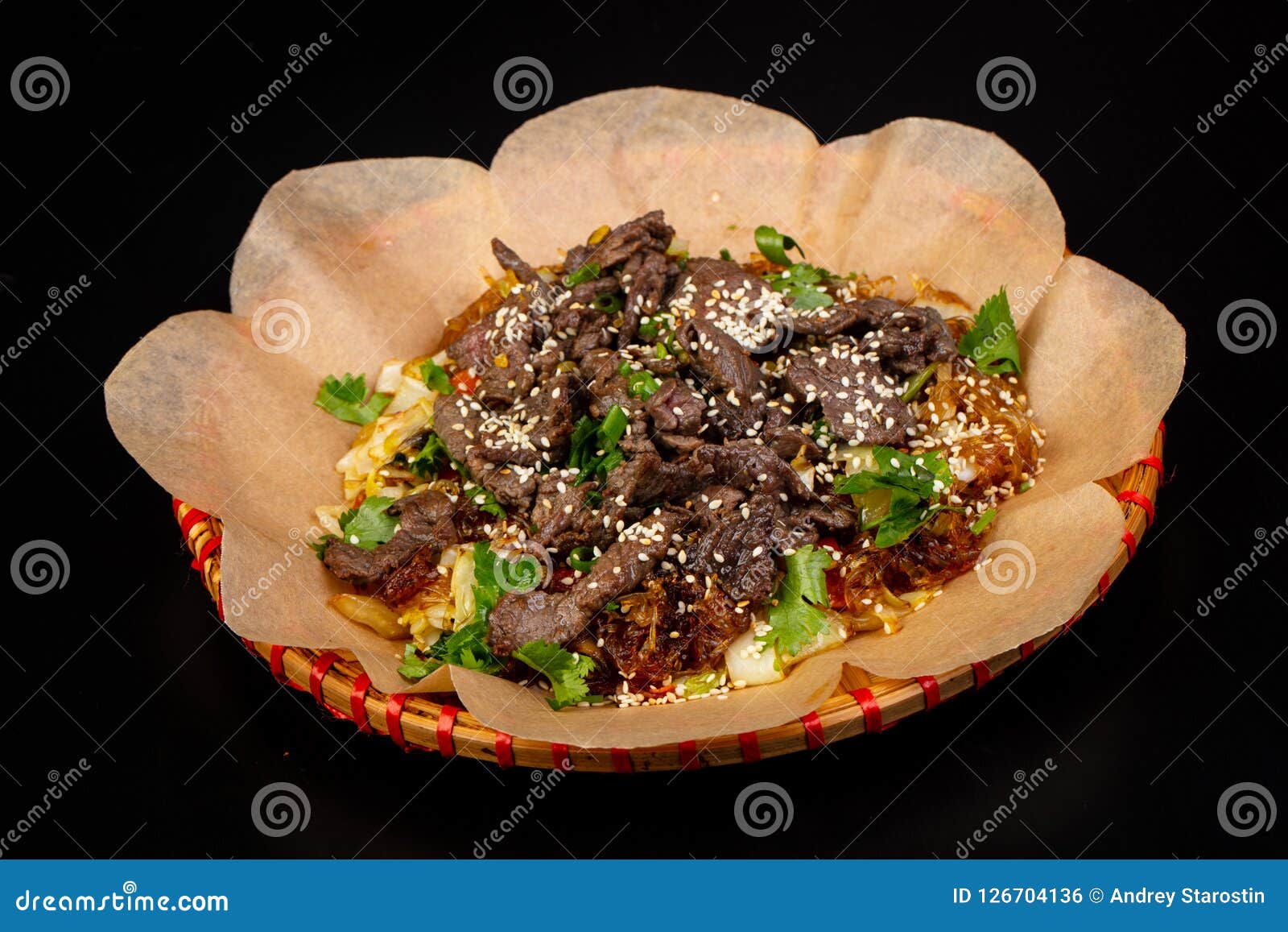 Fried Glass Noodle with Beef Stock Photo Image of onion, cuisine