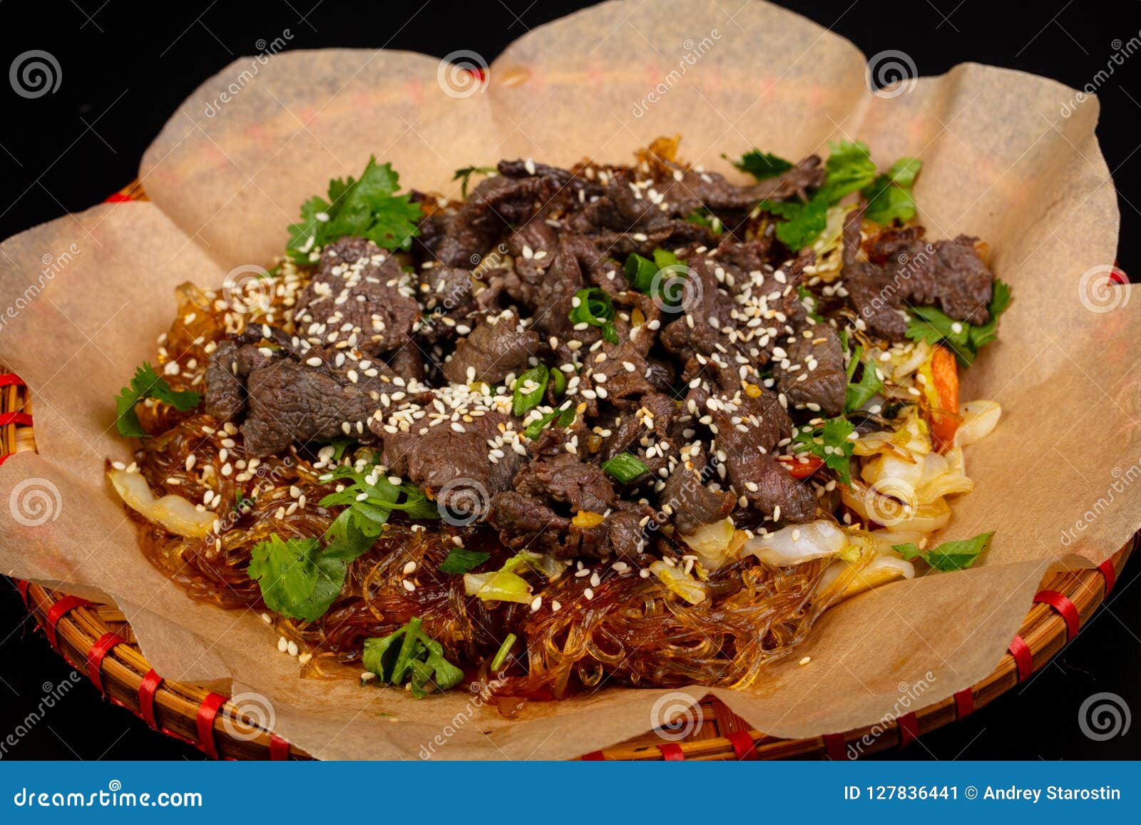 Fried Glass Noodle with Beef Stock Image Image of cooking, food