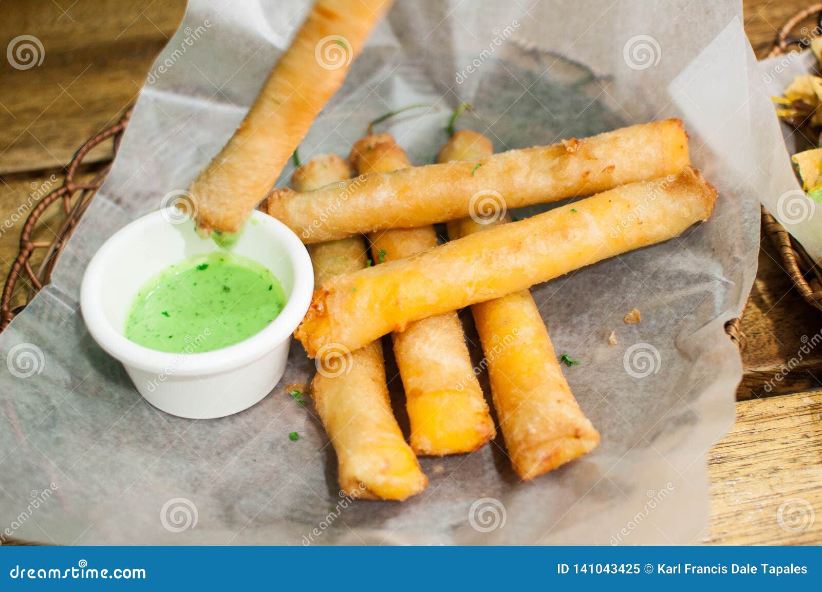 Fried Green Chilli Peppers Also Known As Dynamite Sticks Stock Image
