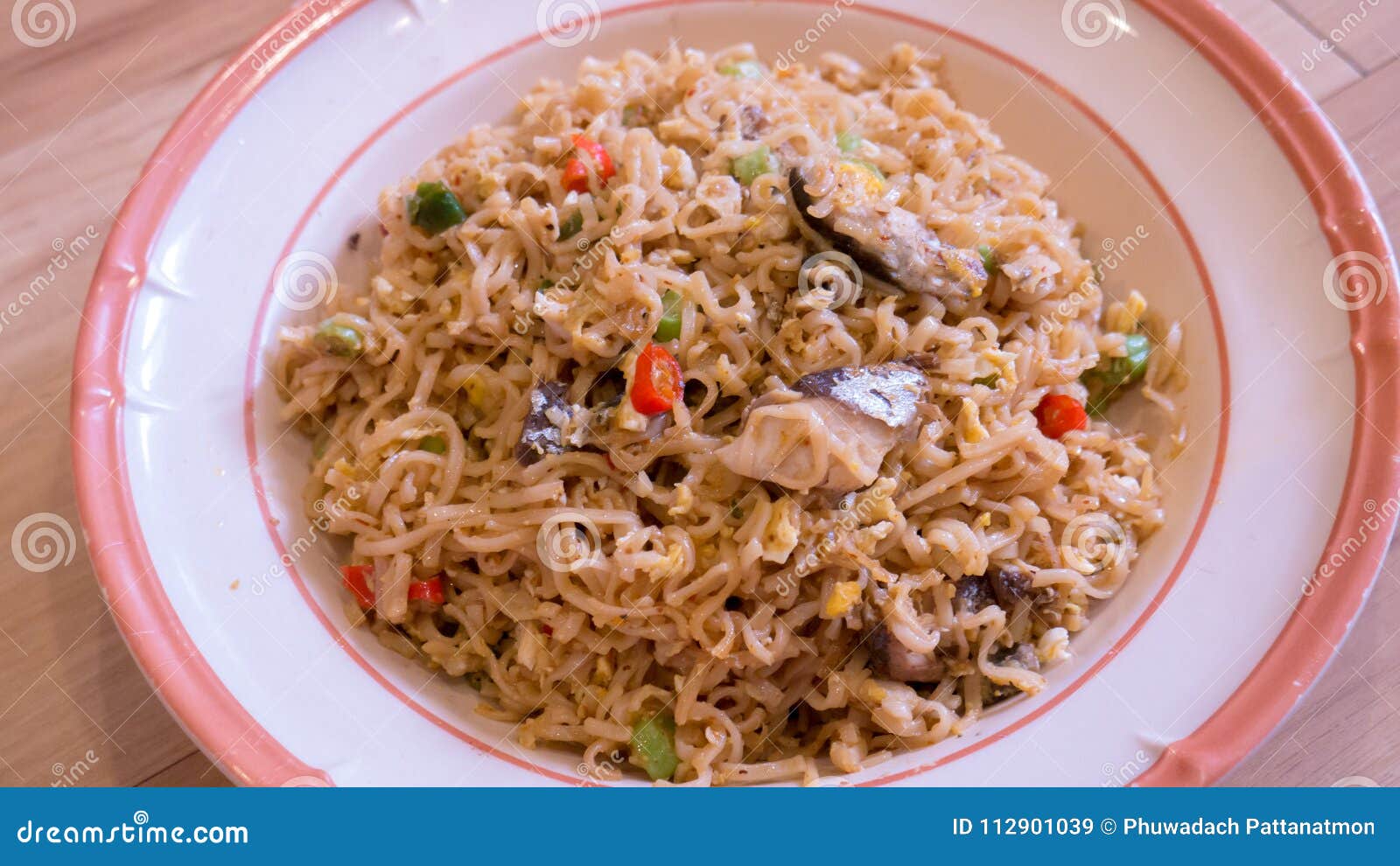 Fried Instant Noodle with Mackerel. Stock Image Image of noodles