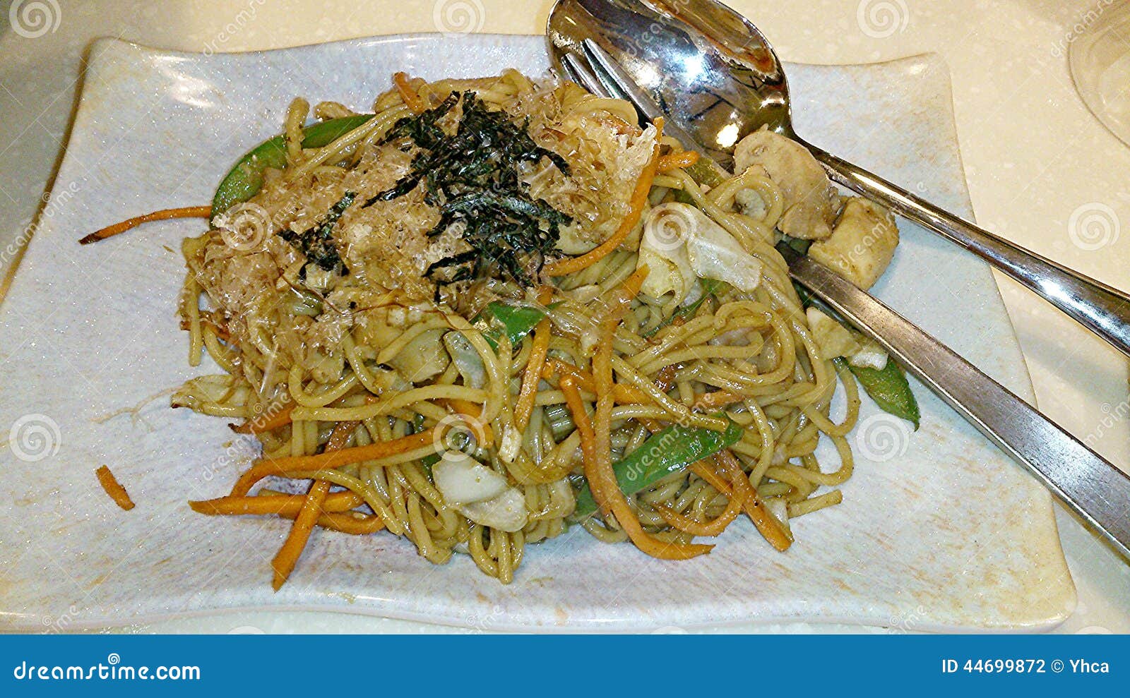 Fried Japanese noodles stock illustration. Illustration of yellow