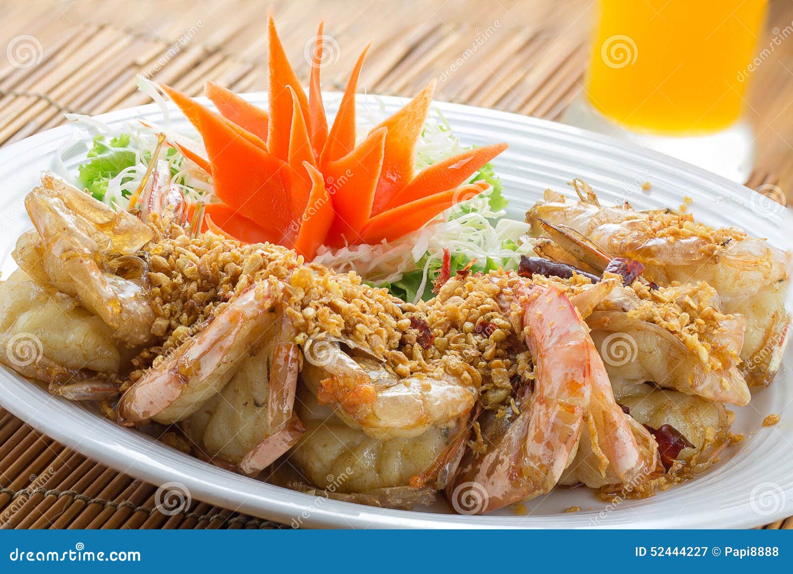 Fried King Prawns with Garlic and Herbs Stock Image Image of gambas