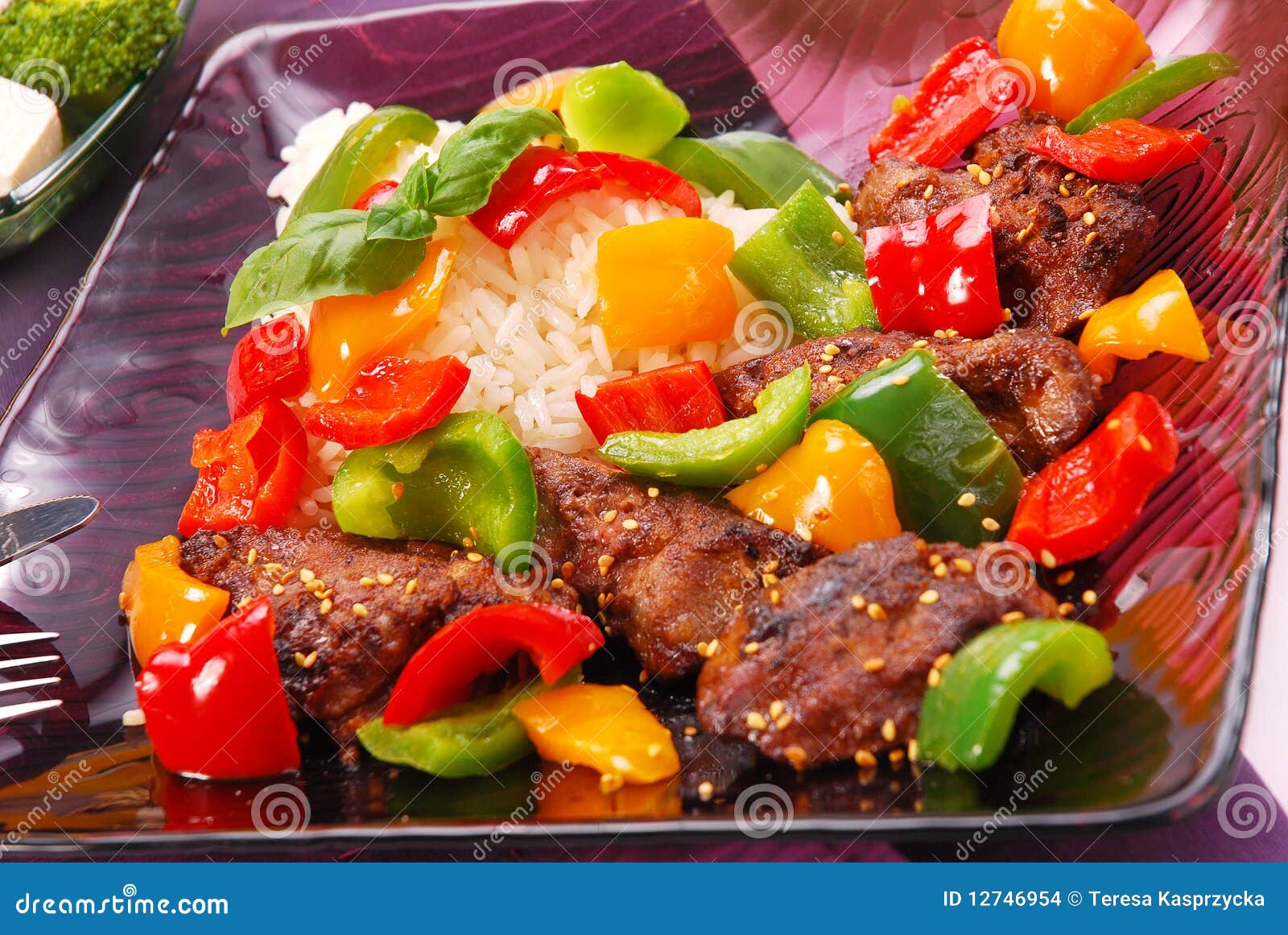 Fried Liver with Paprika and Sesame Seeds Stock Photo Image of pepper