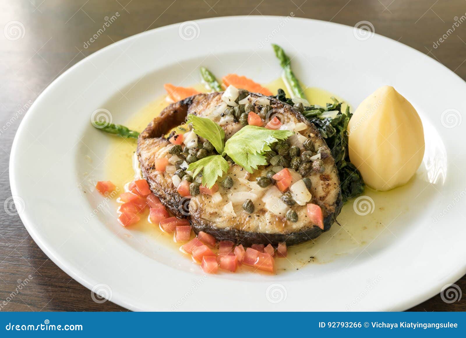 Fried mackerel Steak stock photo. Image of fried, seafood 92793266