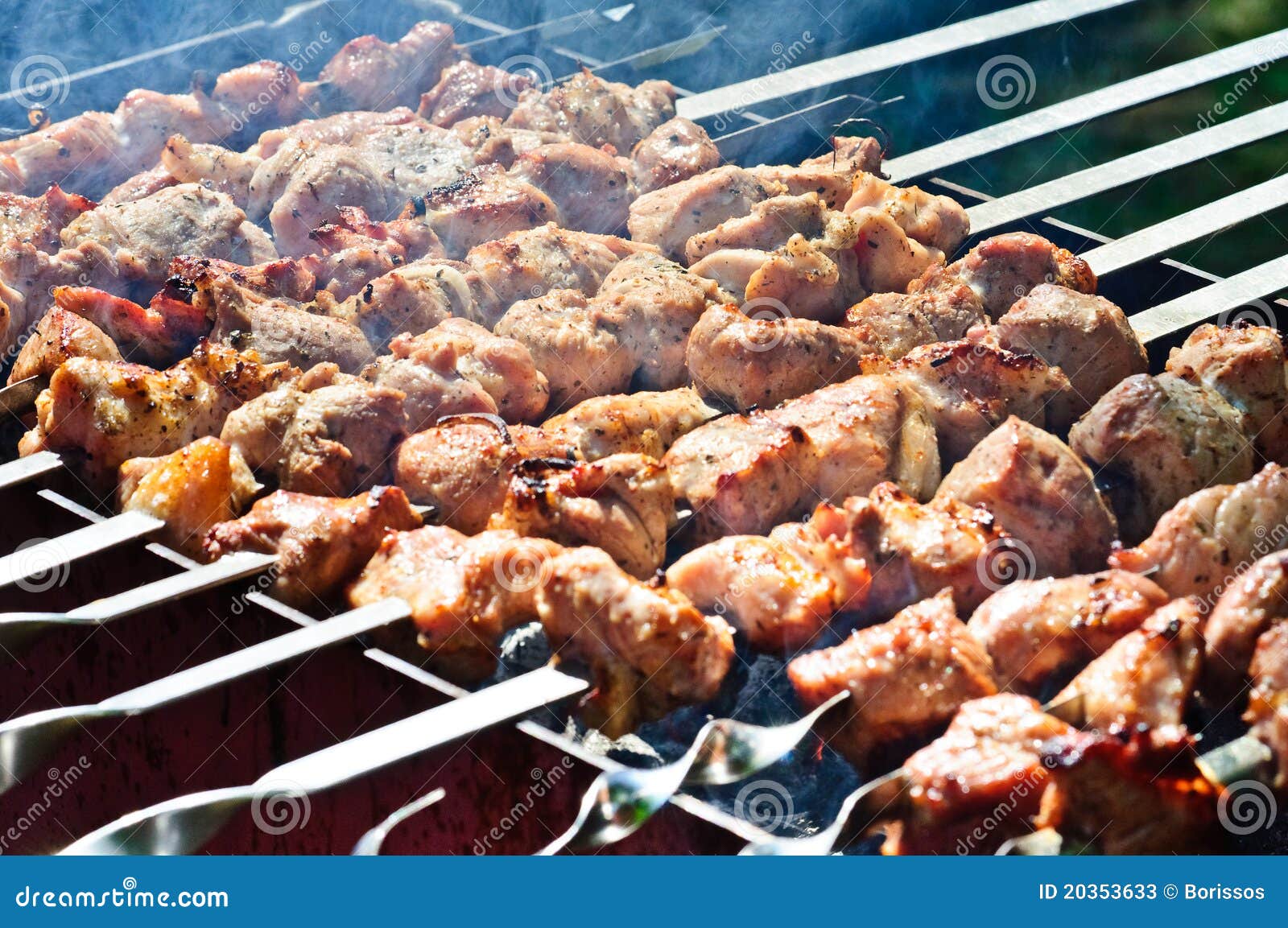 Fried meat on the grill stock image. Image of picnic 20353633