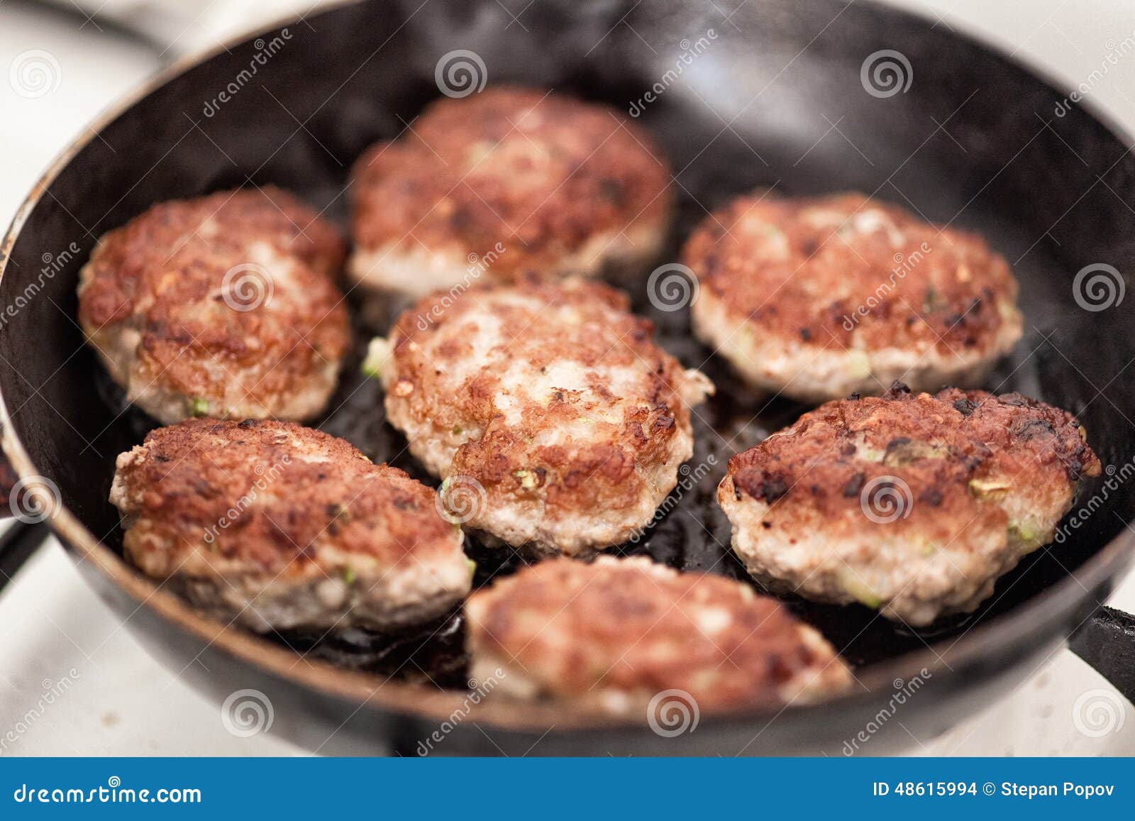 Fried Meatballs in Frying Pan Stock Photo Image of minced, cutlets