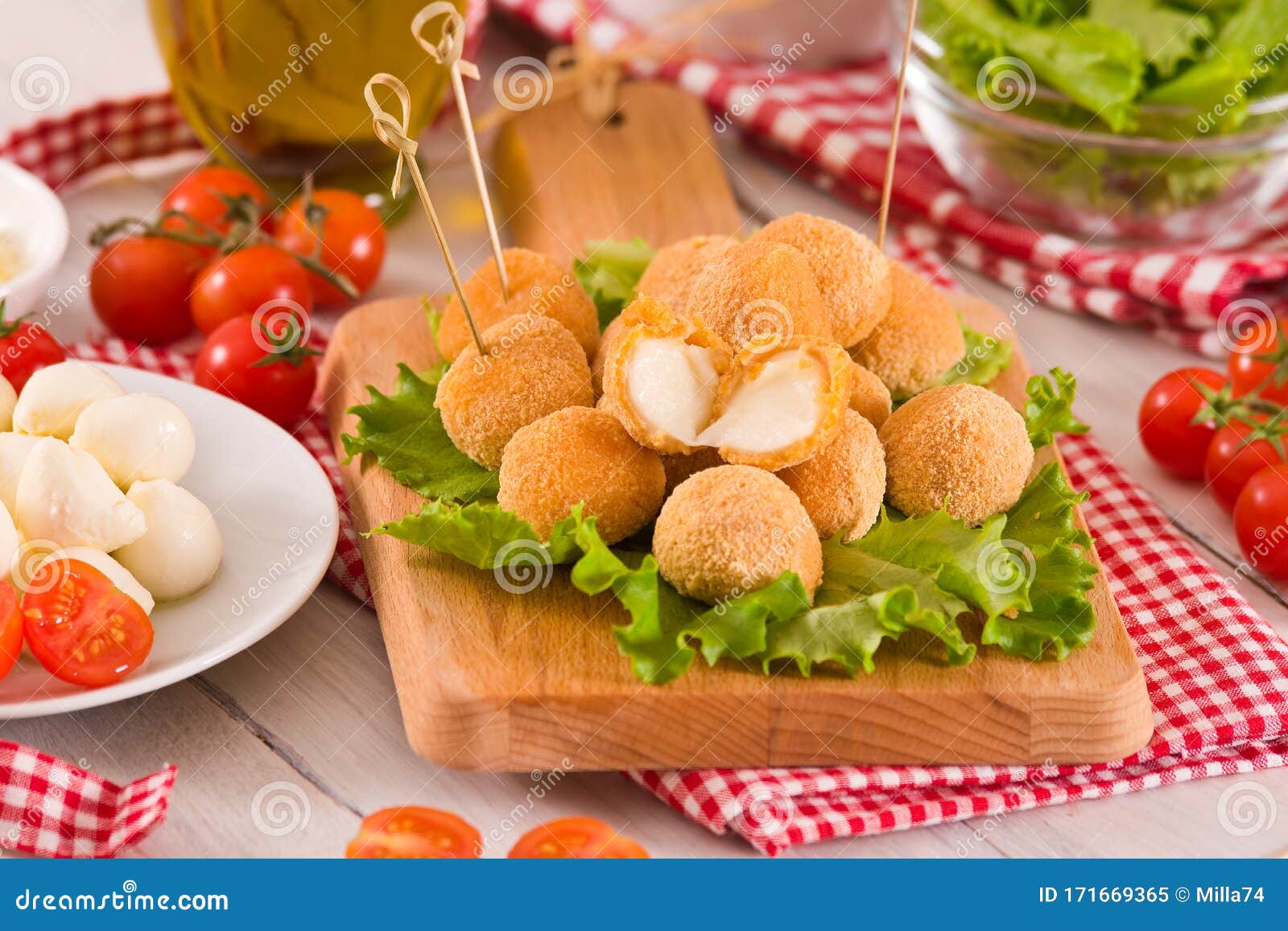 Fried Mozzarella Cheese Balls. Stock Image Image of chicory, fast