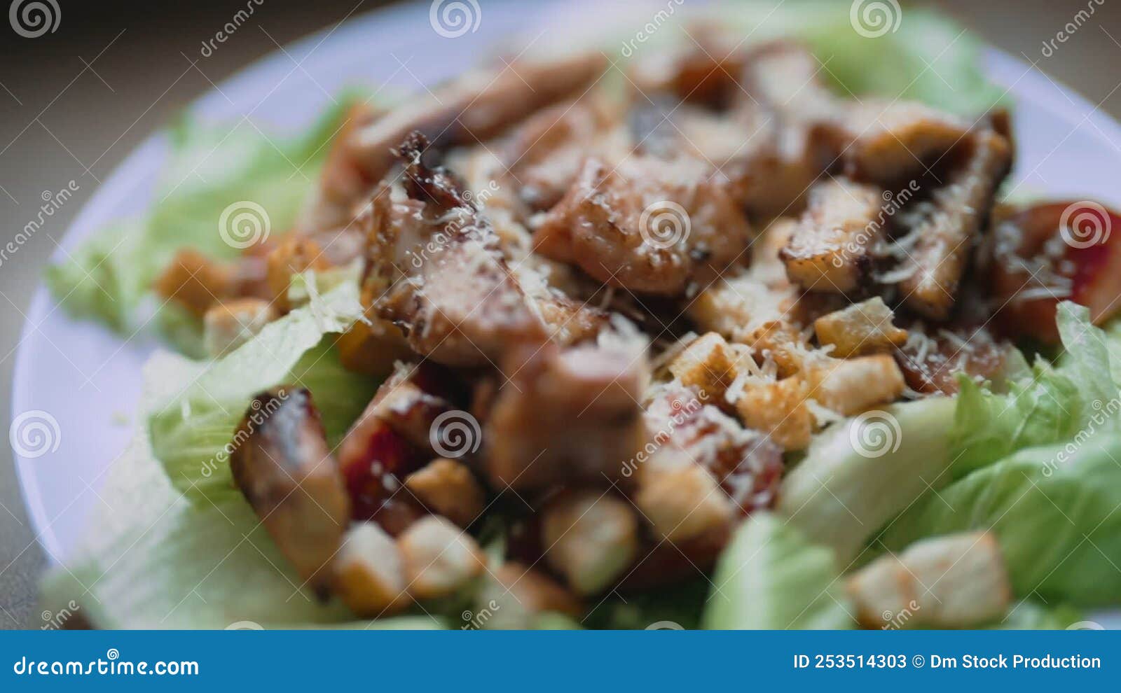 Fried octopus with salad. stock video. Video of calories 253514303