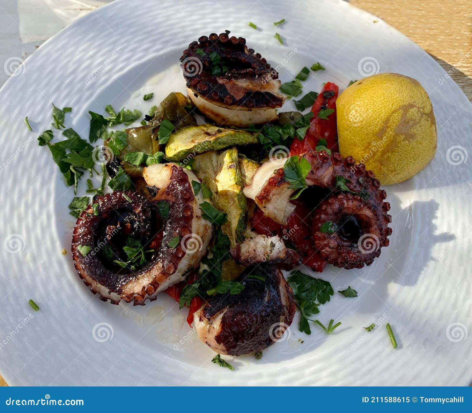 Fried Octopus tentacle stock image. Image of cuisine 211588615