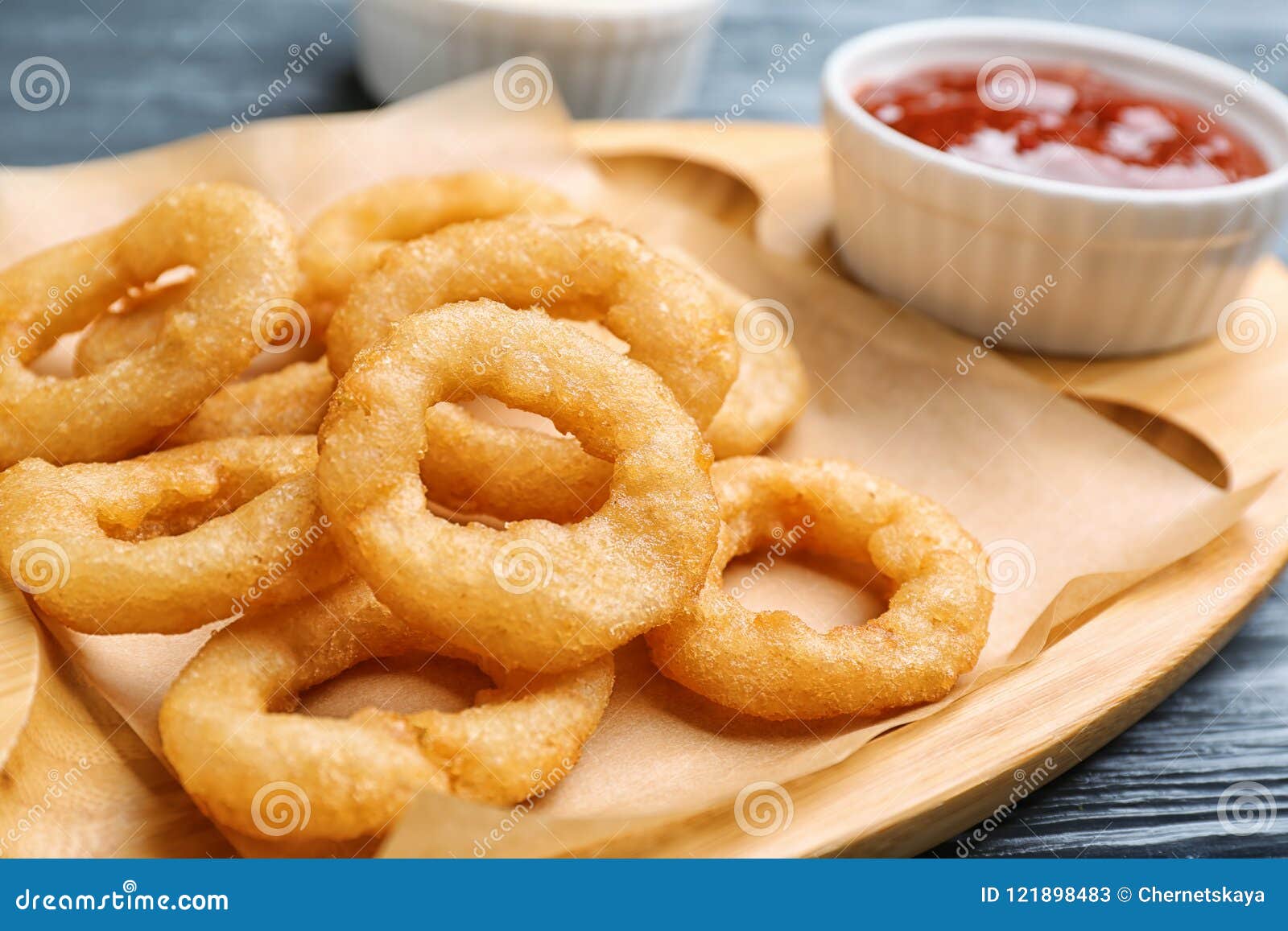 Fried Onion Rings Served with Sauce on Plate Stock Image Image of food, background 121898483
