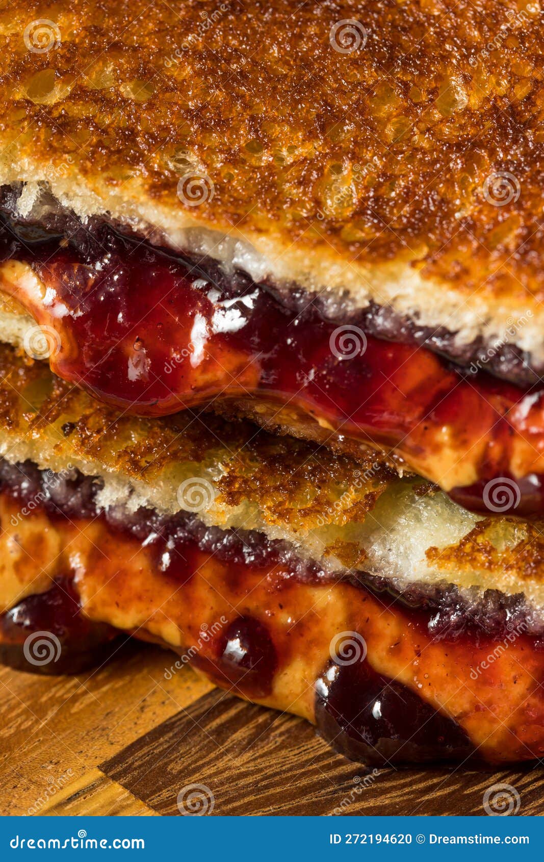 Fried Peanut Butter and Jelly Sandwich Stock Photo - Image of lunch ...