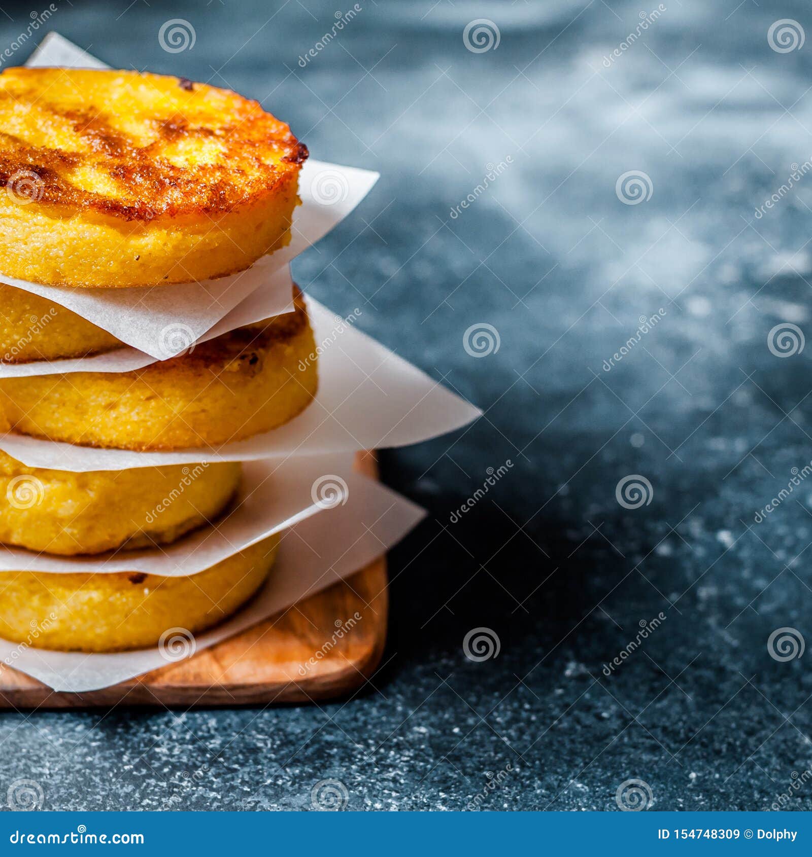 Fried Polenta Discs stock image. Image of healthy, dish 154748309
