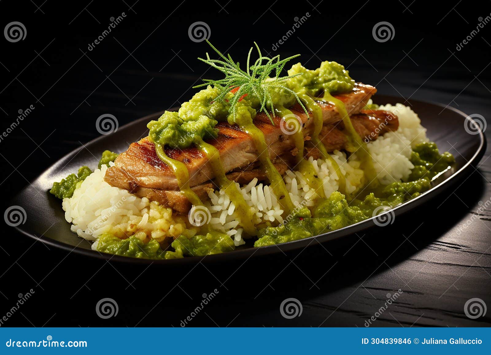 fried pork with broccolis rice