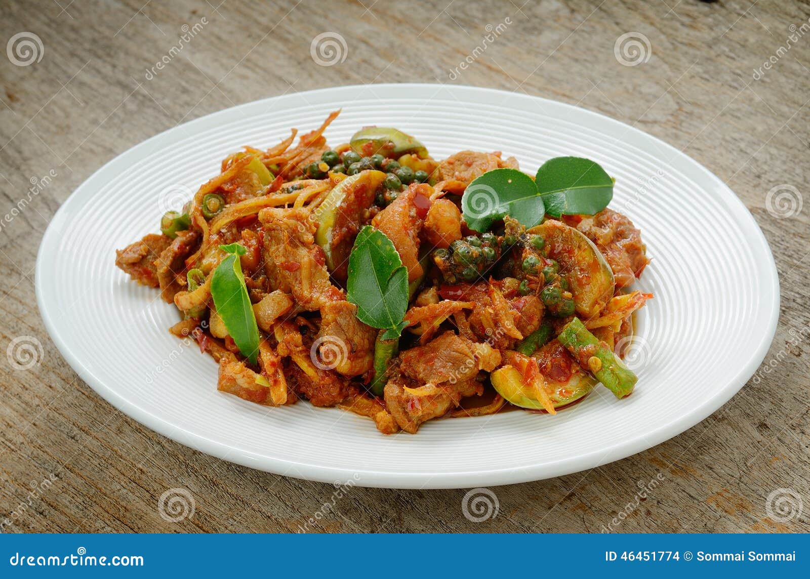 Fried Pork with Chili Paste, Thai Food Stock Photo Image of cubes