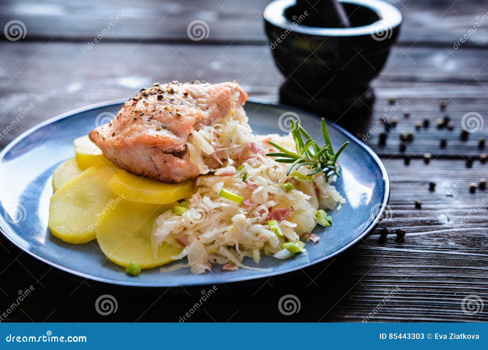 Fried Pork Chops Stuffed with Sour Cabbage and Bacon Pieces, Served ...