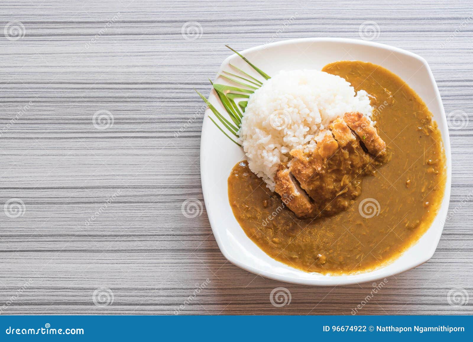 Fried pork with curry rice stock photo. Image of meat - 96674922