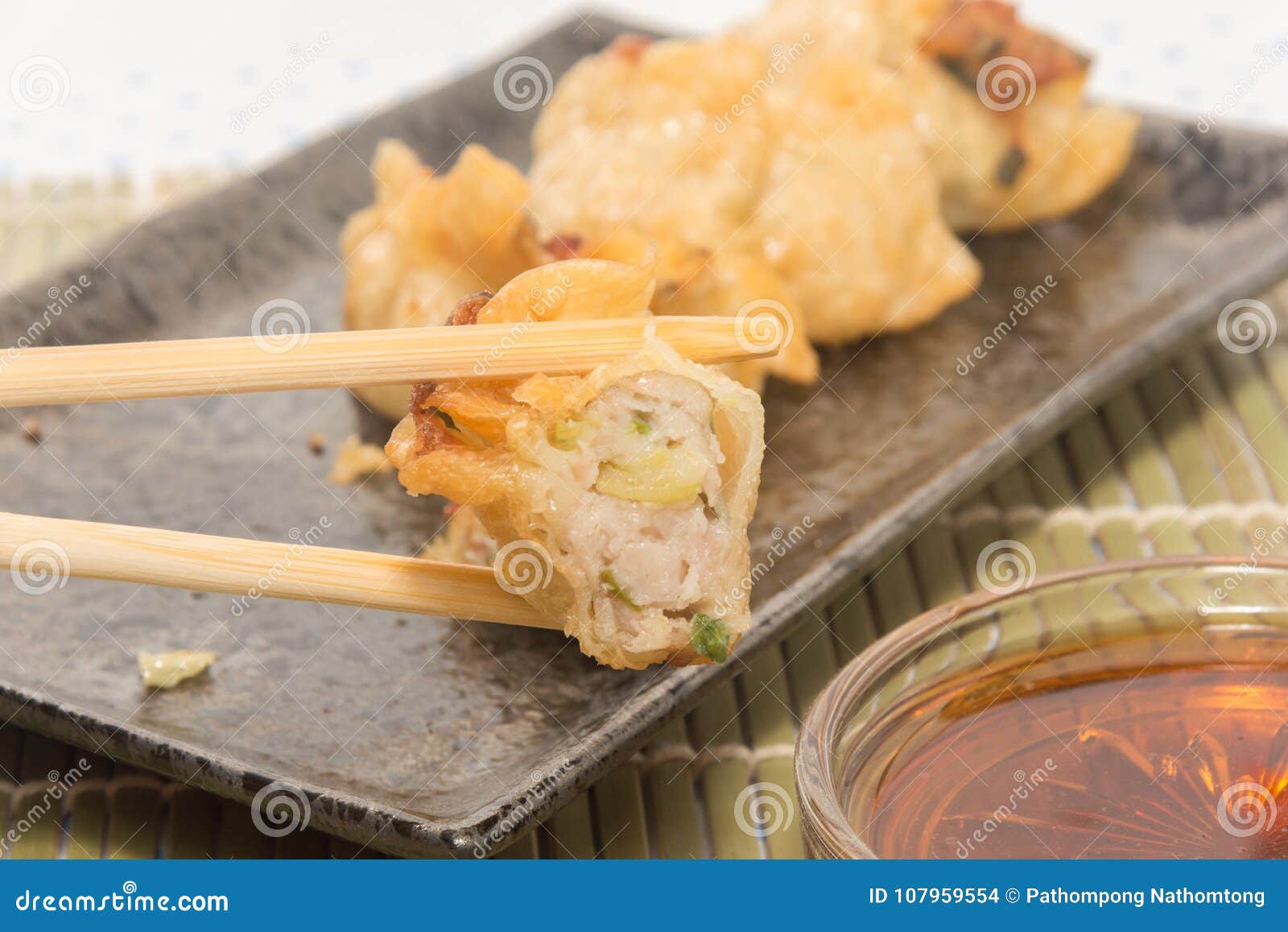 Fried pork gyoza dumplings stock photo. Image of cooking 107959554
