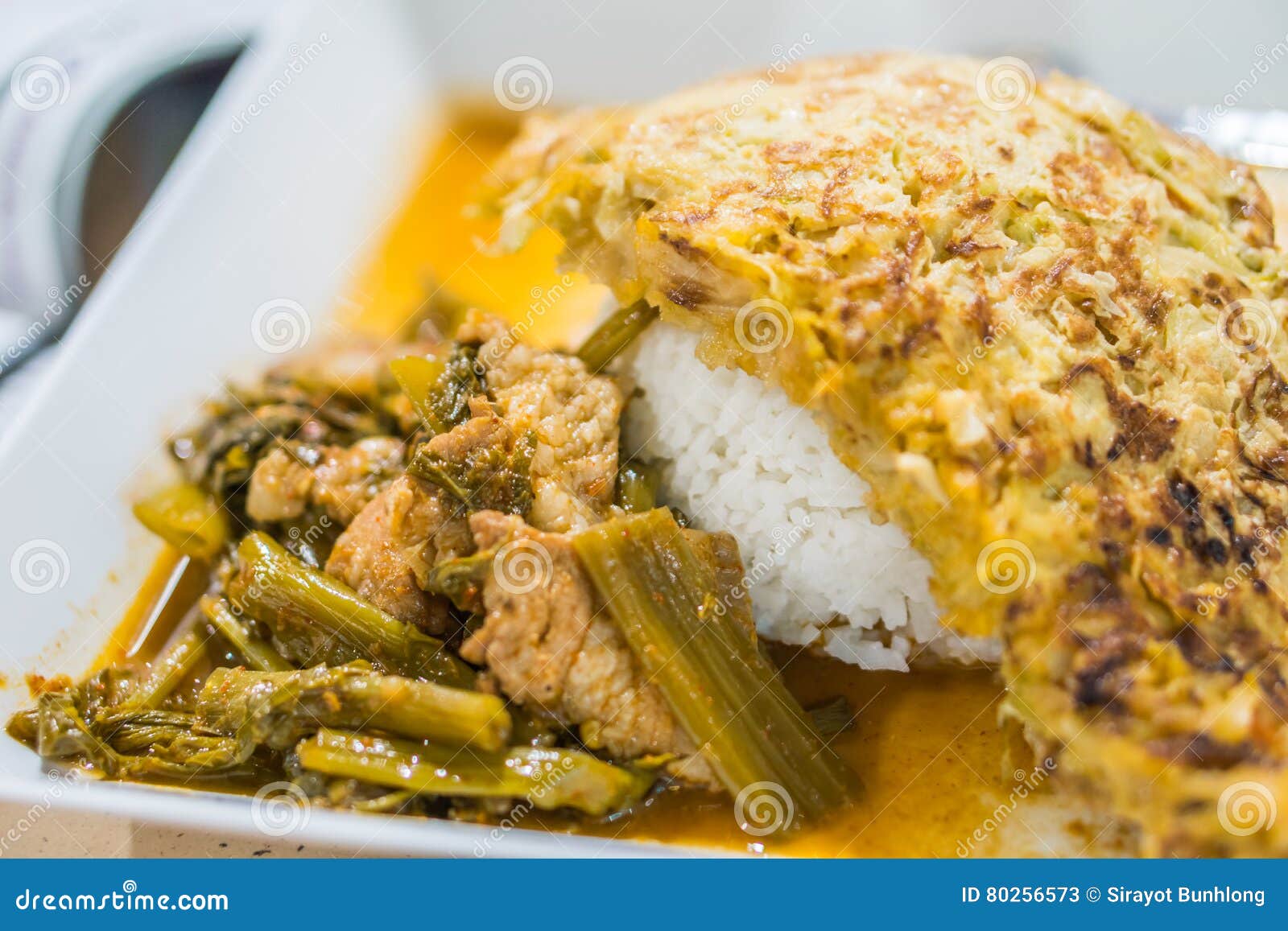 Fried Pork and Omelet on Rice,Thai Menu Stock Image Image of delicious, health 80256573