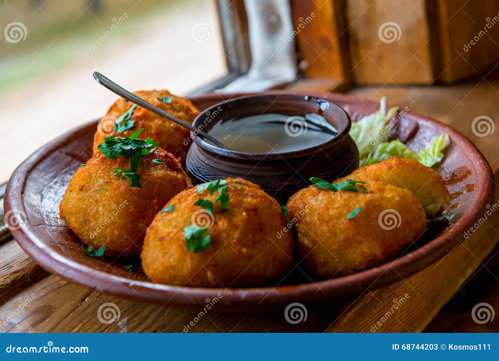 Fried Potato Balls Stuffed with Meat Stock Image Image of plate