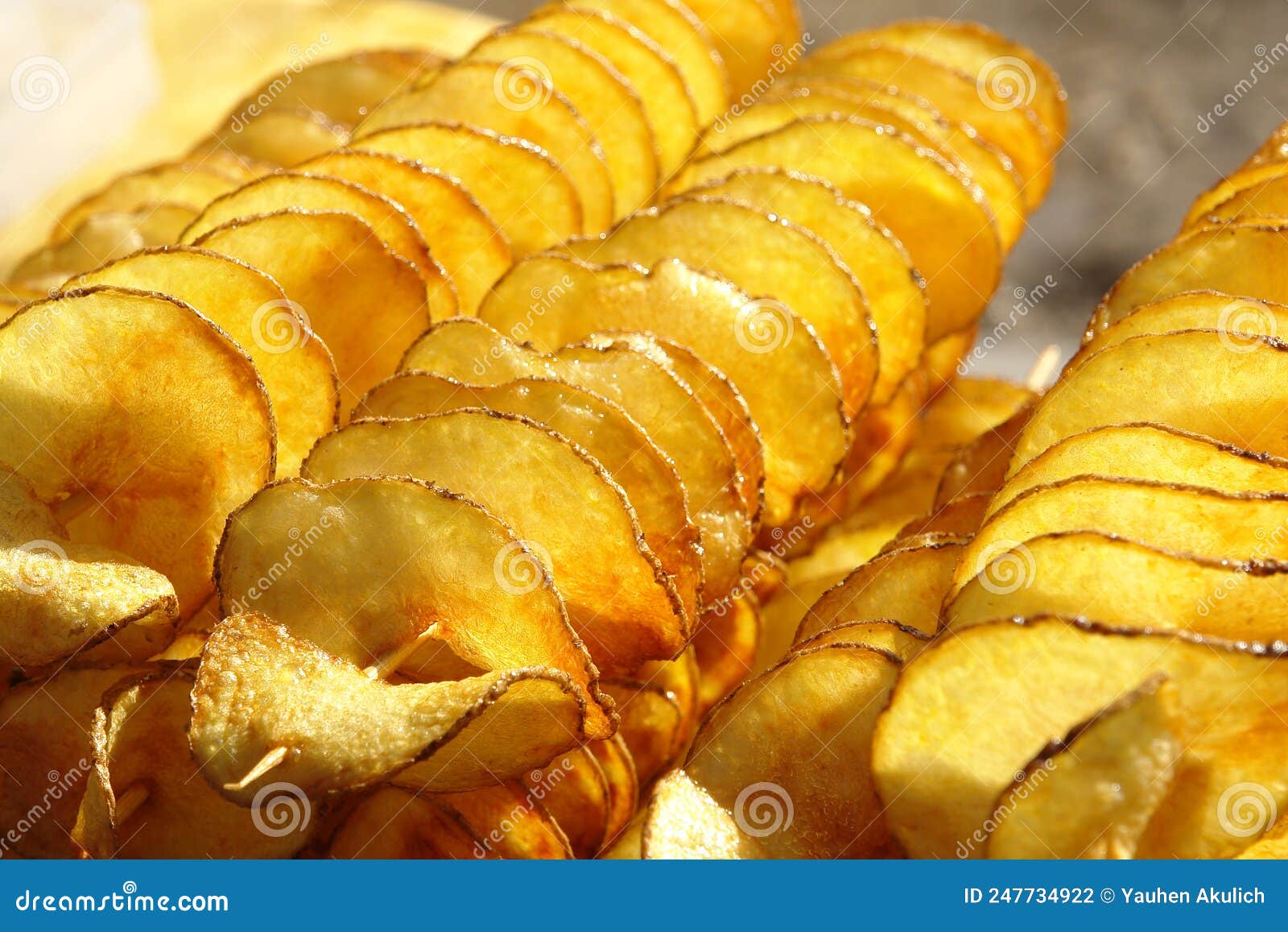 Fried Potato Chips on a Skewer Stock Photo Image of potato, fried