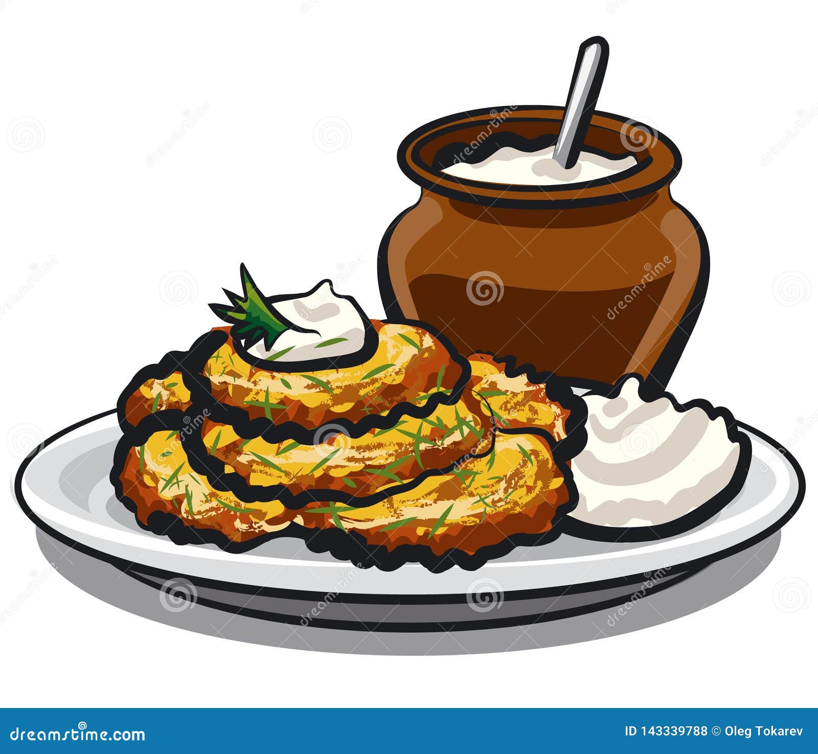 Fried potato pancakes stock vector. Illustration of sour 143339788
