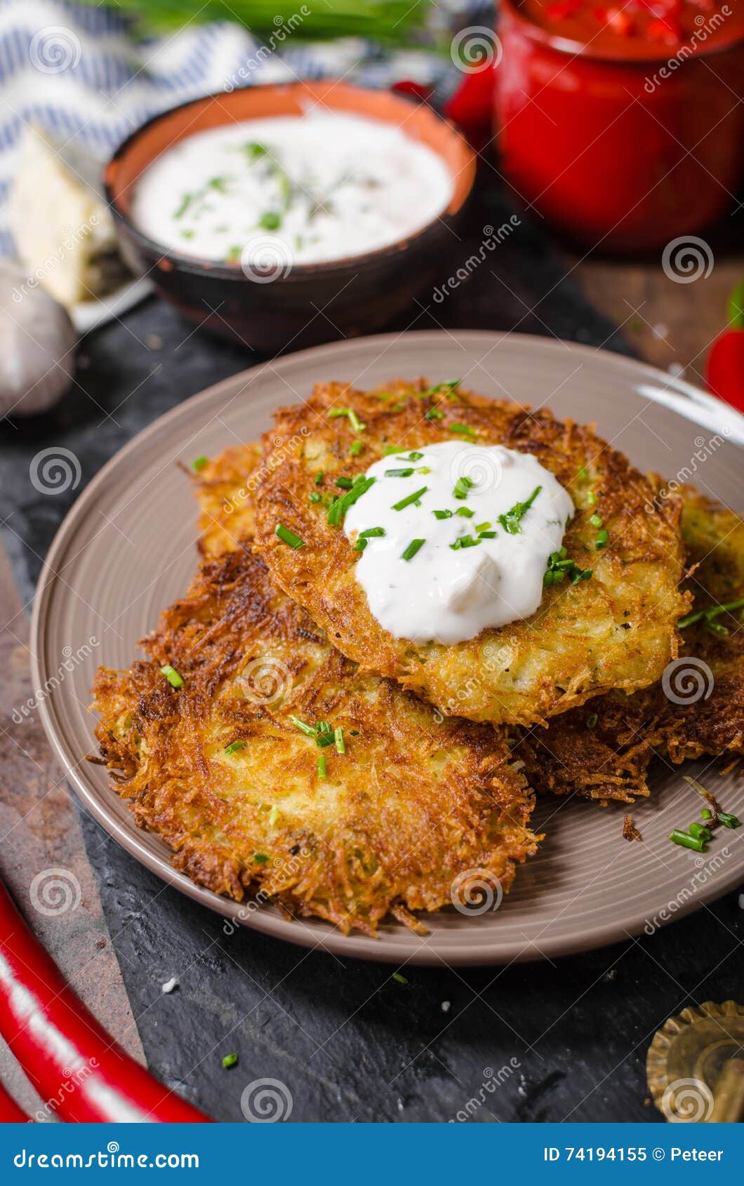 Fried potato pancakes editorial image. Image of food 74194155