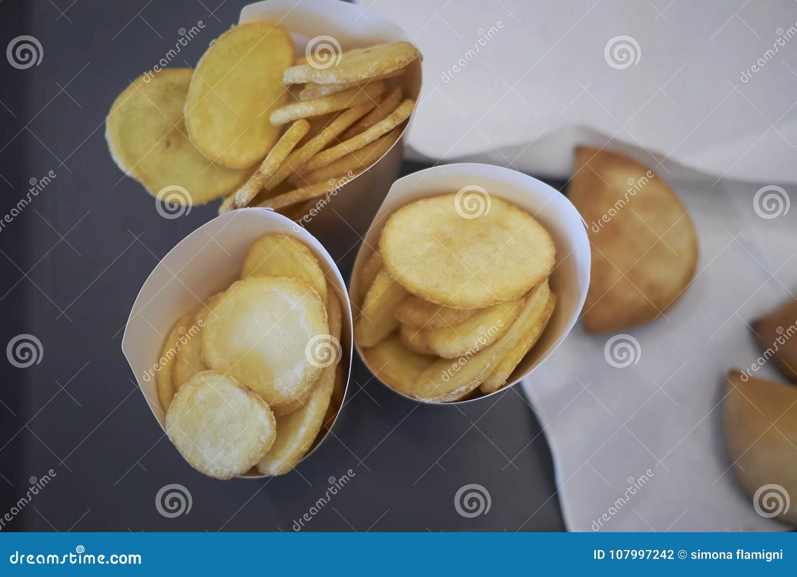 Fried potatoes cones stock photo. Image of cone, fried 107997242