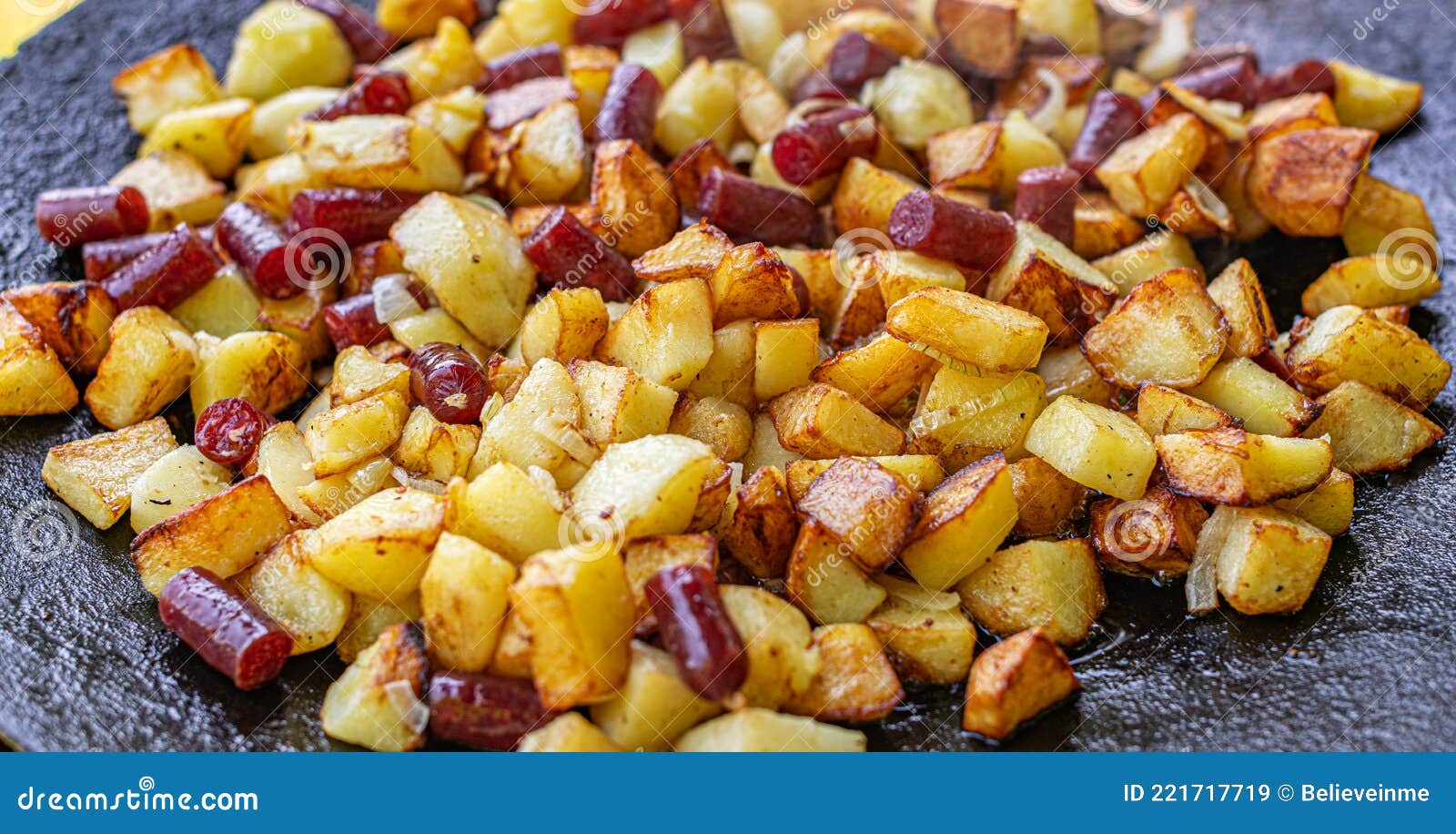 Fried Potatoes on a Fire or Grill. Stock Image Image of barbecue