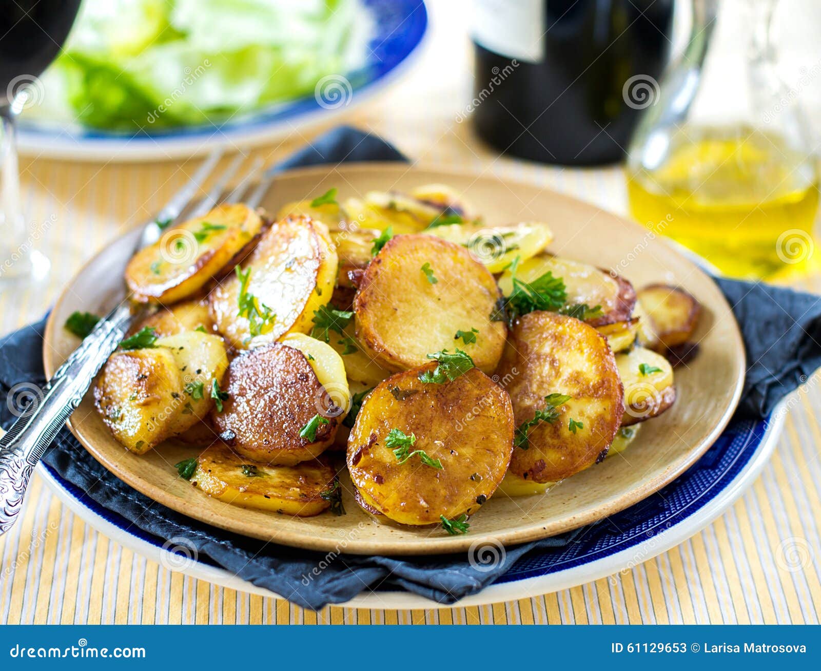 Fried Potatoes with Goose Duck Grease and Parsley Stock Image Image