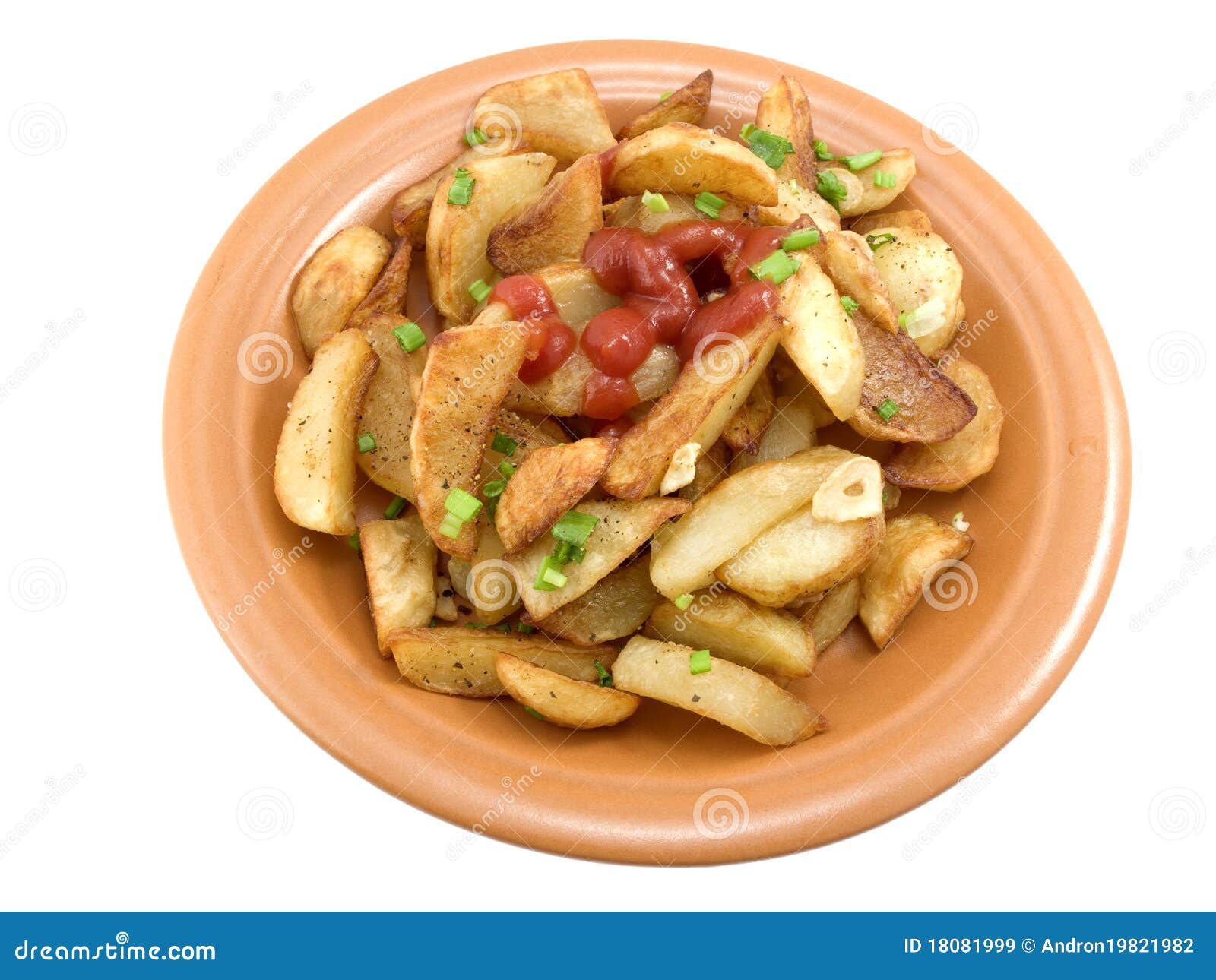 Fried Potatoes With Ketchup Stock Image Image of black, marinaded