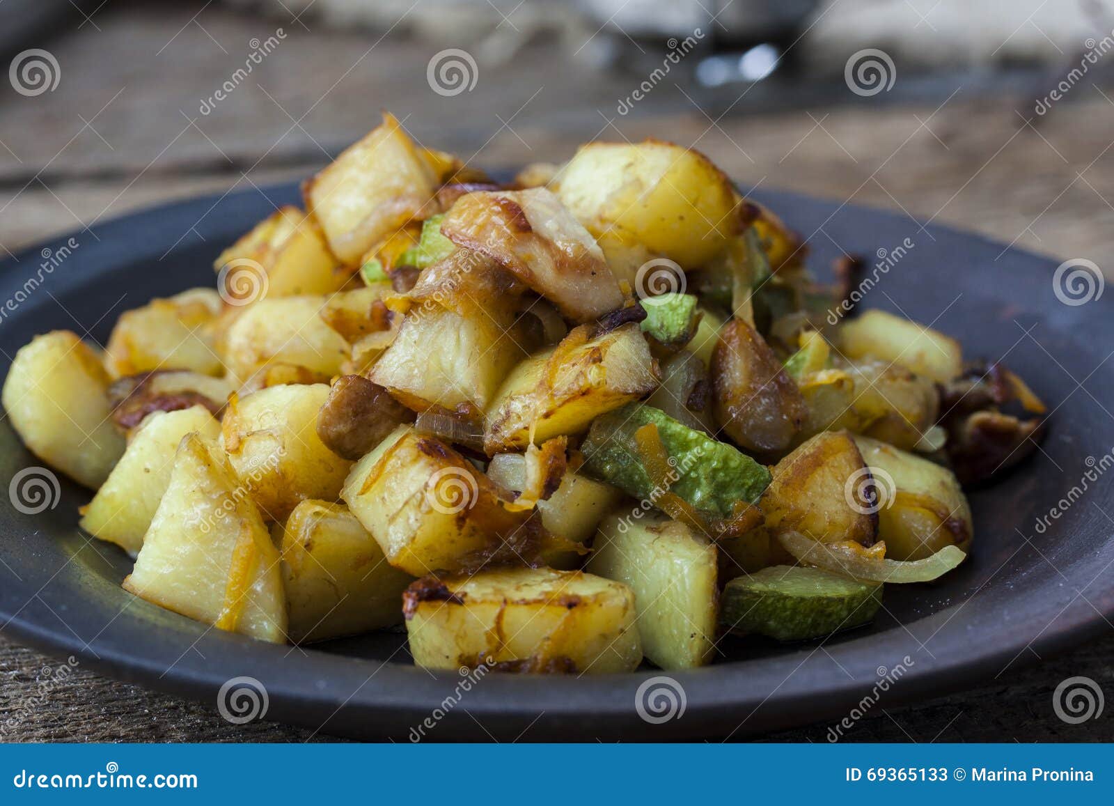 Fried Potatoes with Mushrooms Stock Image Image of snack, vegetarian