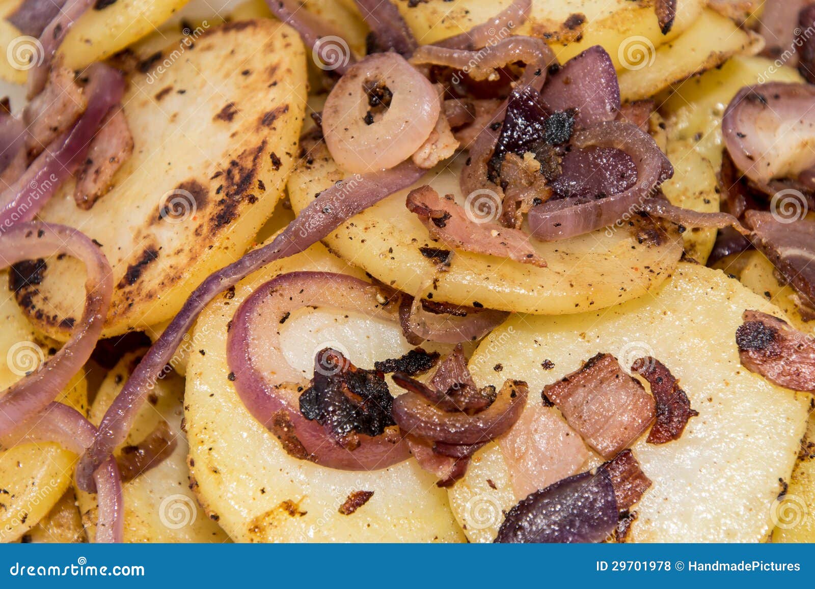 Fried Potatoes with Onions and Bacon Stock Photo Image of roast