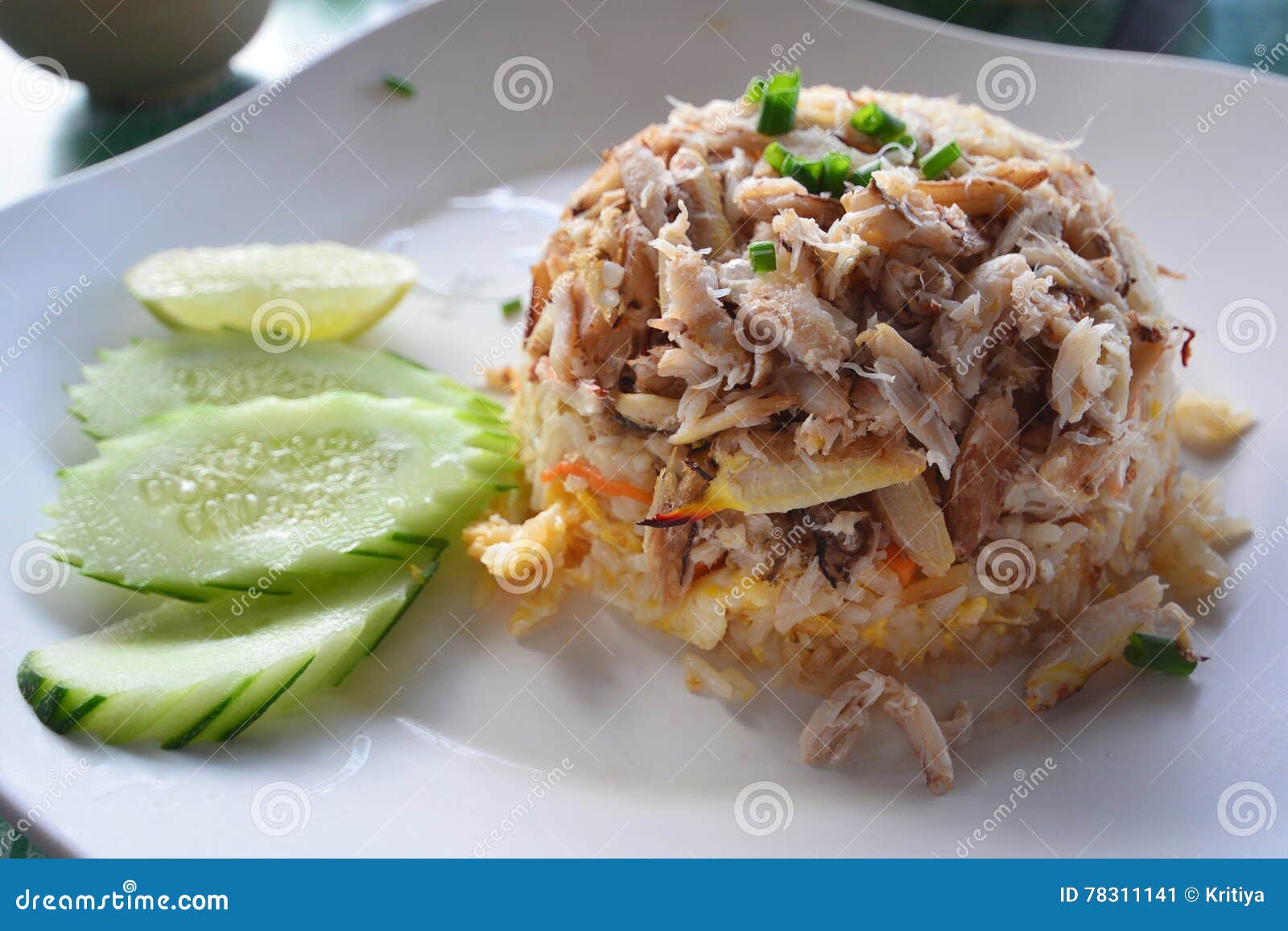 Fried Rice with crab meat stock image. Image of diet 78311141