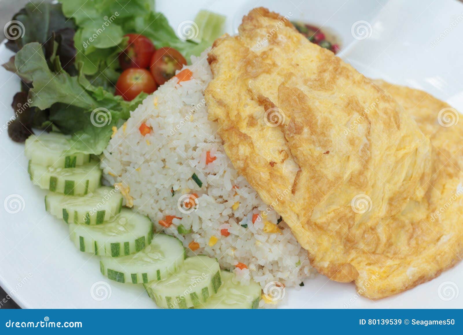 Fried Rice with Crab and Omelet Delicious. Stock Image Image of