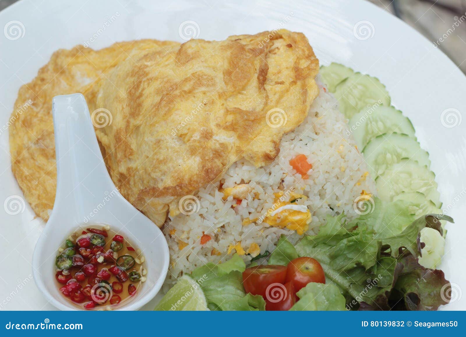Fried Rice with Crab and Omelet Delicious. Stock Photo Image of thai