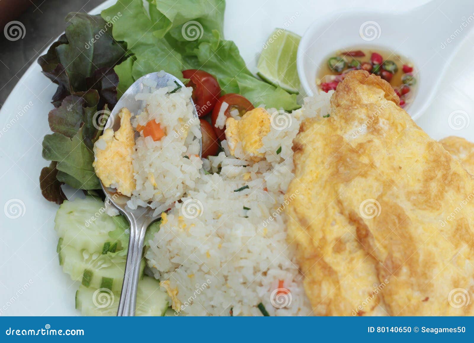 Fried Rice with Crab and Omelet Delicious. Stock Photo Image of