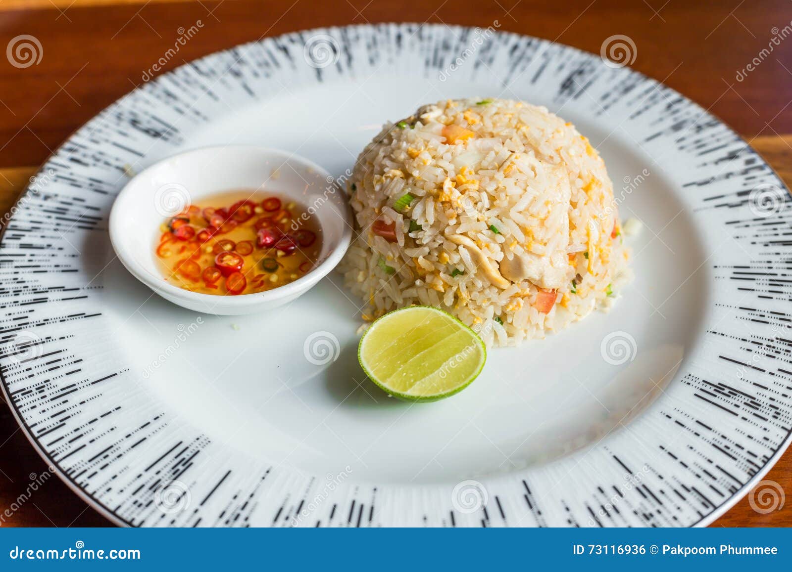 Fried Rice with Fish Sauce Chilli and Lemon Stock Photo - Image of