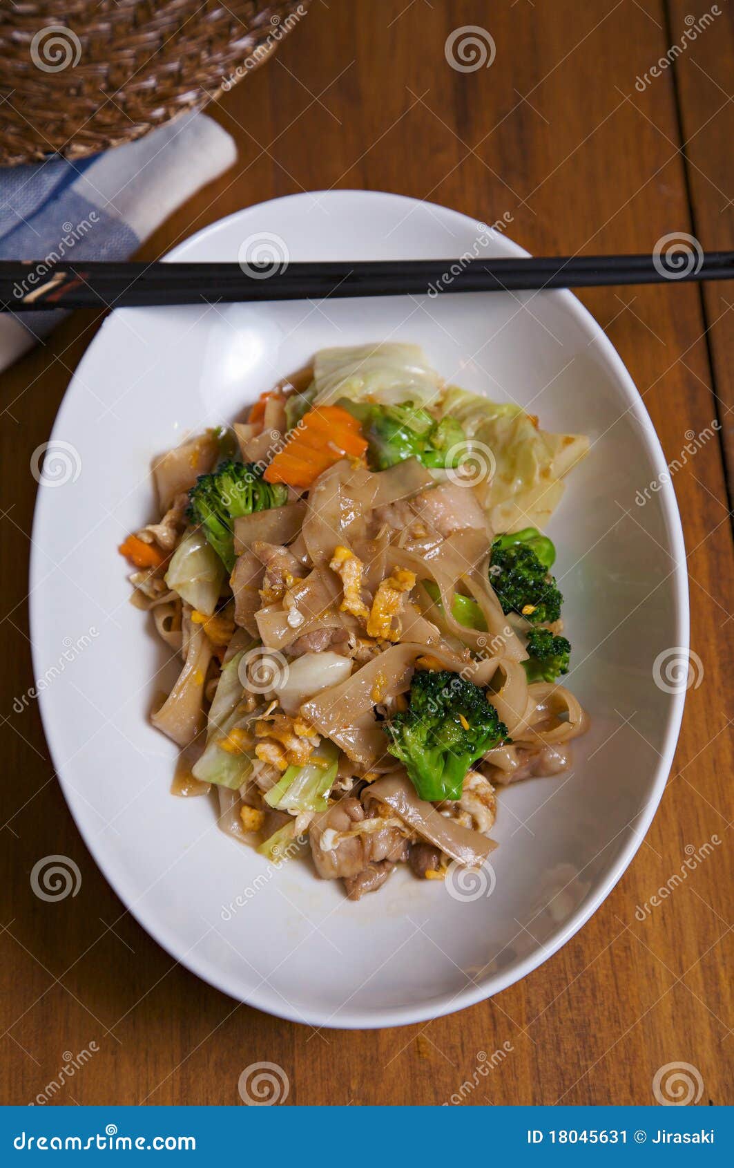 Fried Rice Noodle and Vegetable Stock Image - Image of fast, party