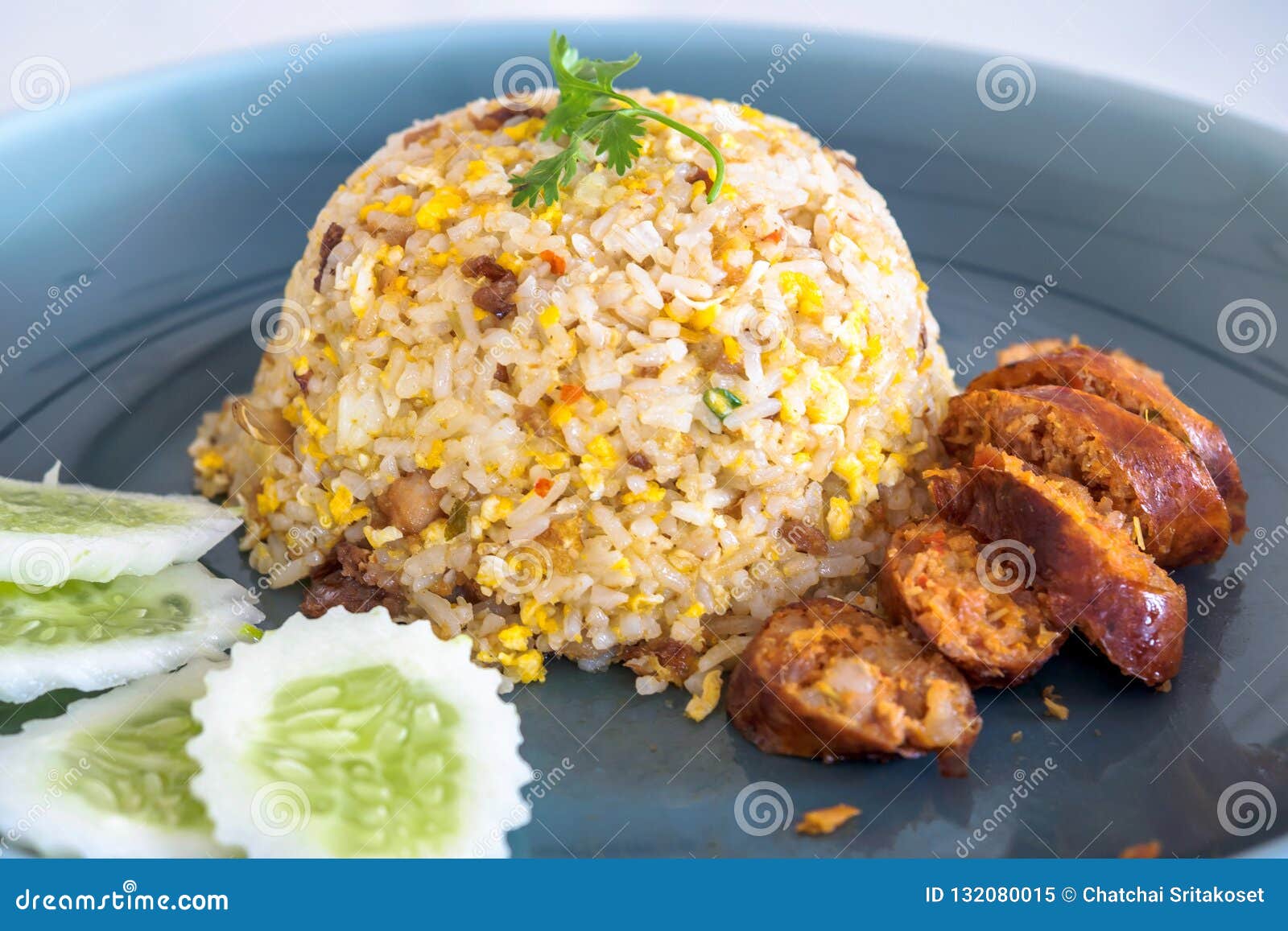 Fried Rice with Northern Thai Spicy Sausage Stock Image Image of