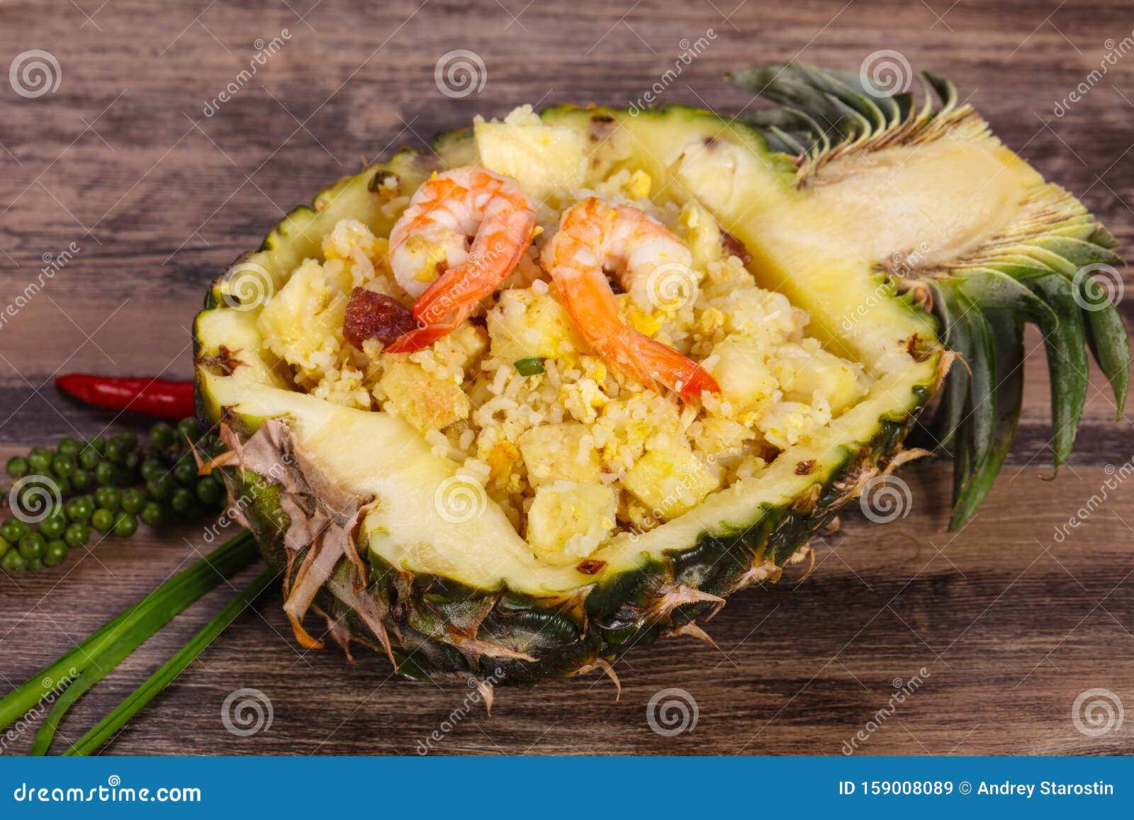 Fried Rice with Pineapple and Prawns Stock Image Image of healthy