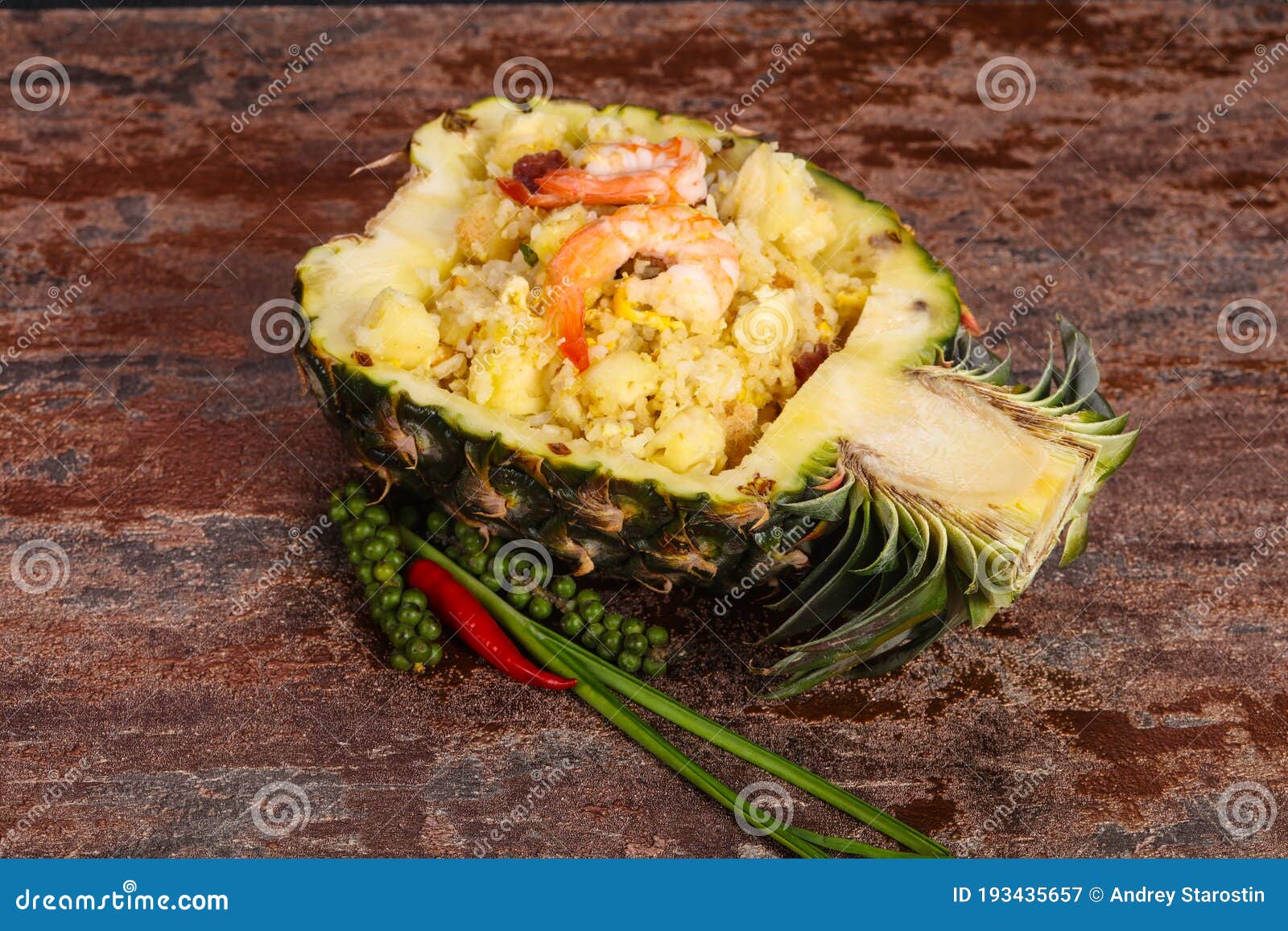 Fried Rice with Pineapple and Prawns Stock Image Image of dinner