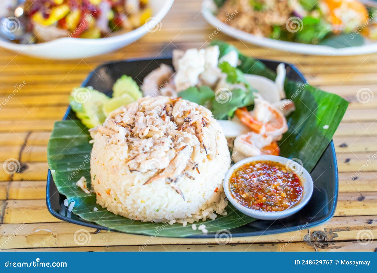 Fried Rice Serve with Fresh Seafood Stock Image - Image of fish, spicy