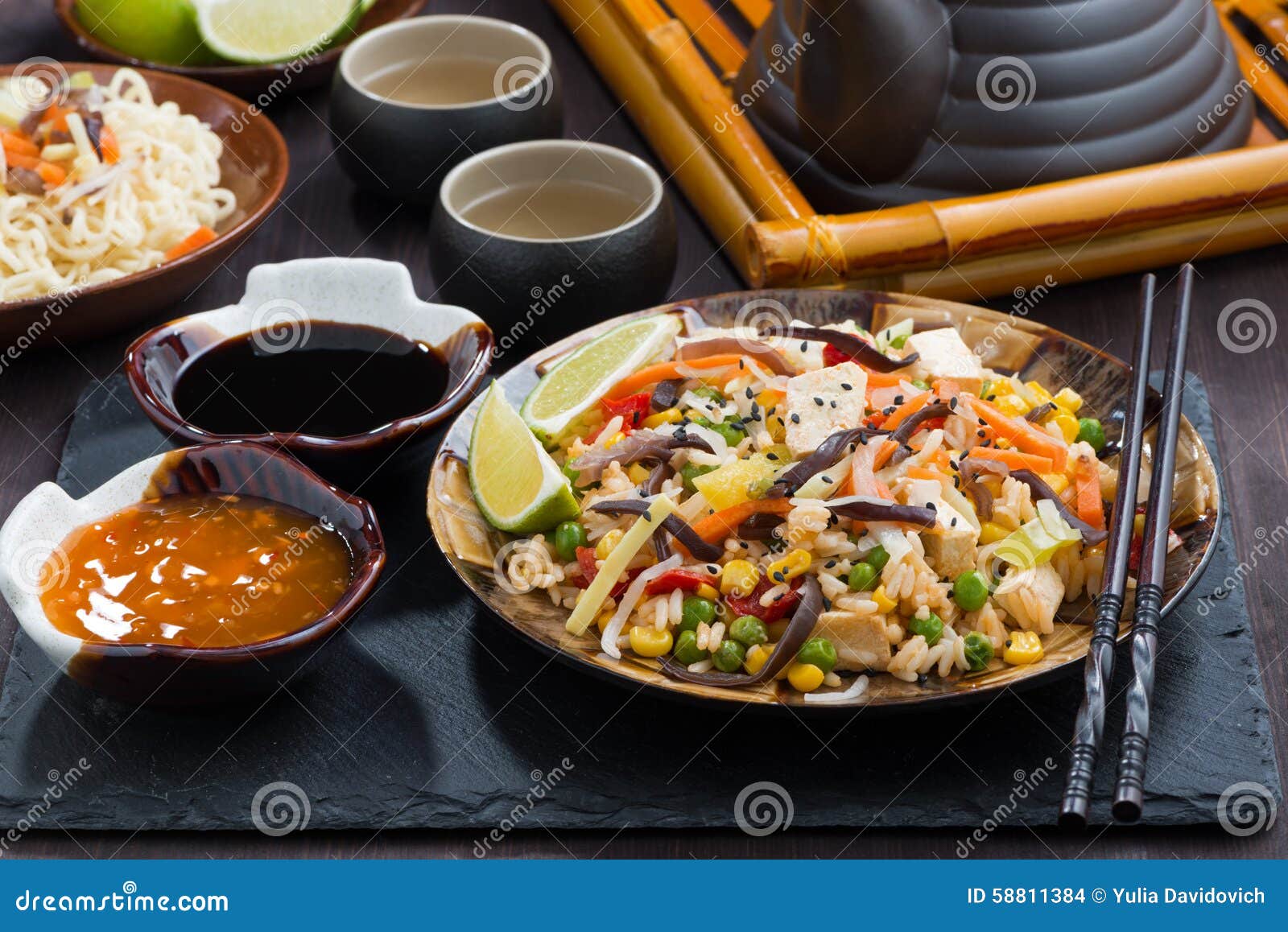 Fried Rice with Tofu and Vegetables Stock Photo - Image of fast, food