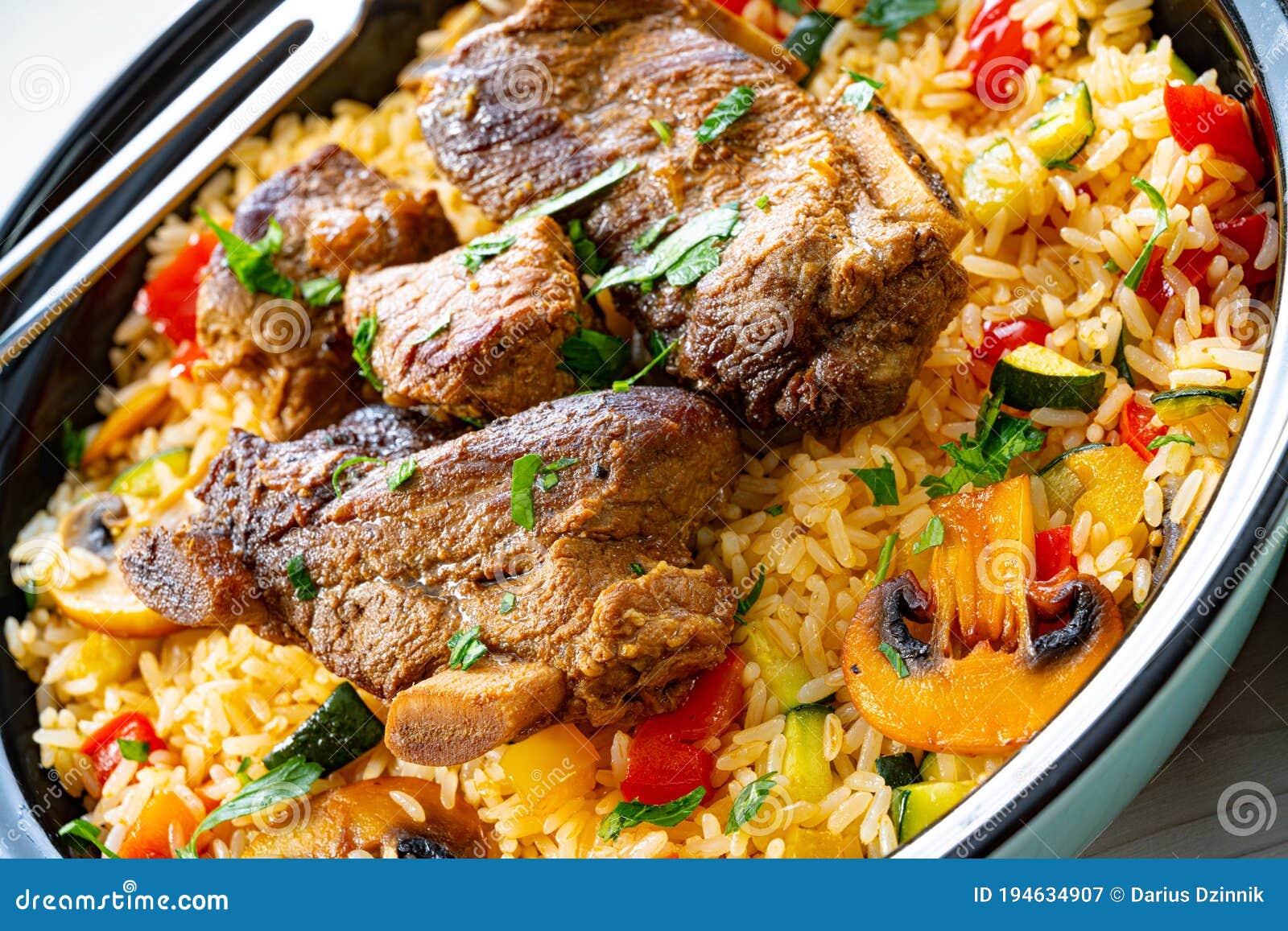 Fried Rice with Vegetables and Meat Stock Image Image of meat, cooked
