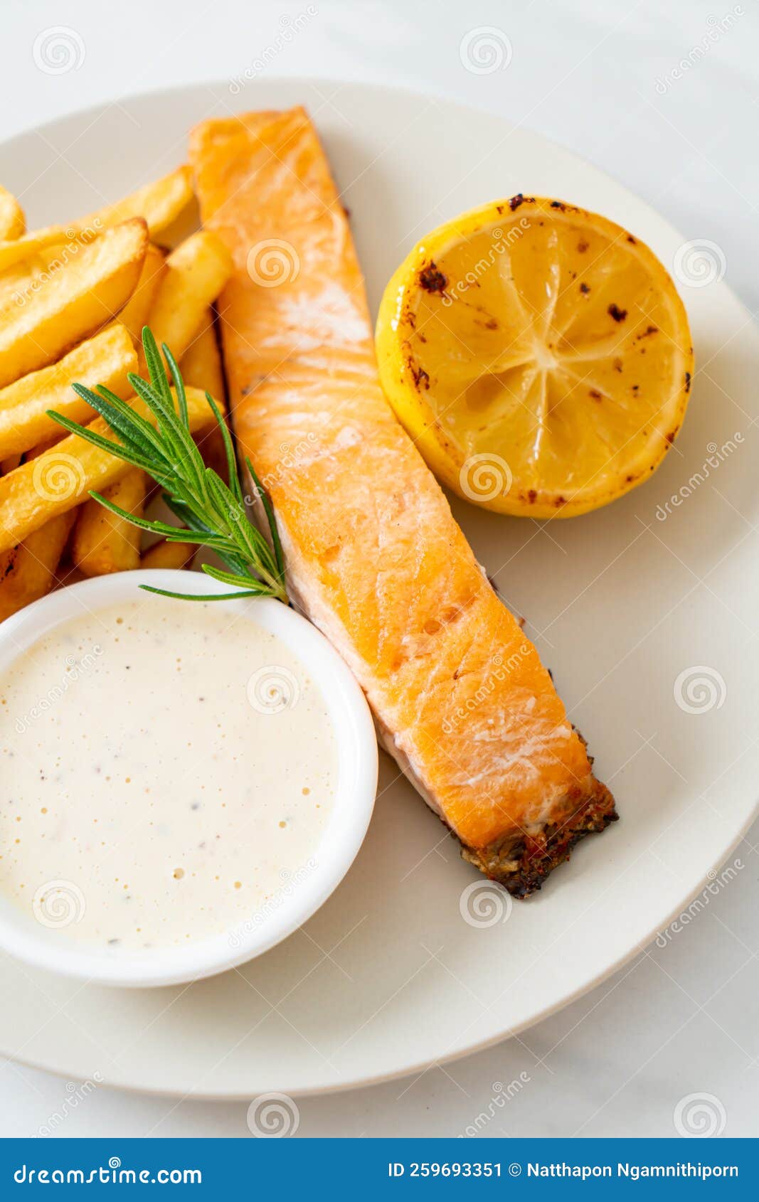 Fried Salmon Fish and Chips Stock Image Image of barbecue, omega
