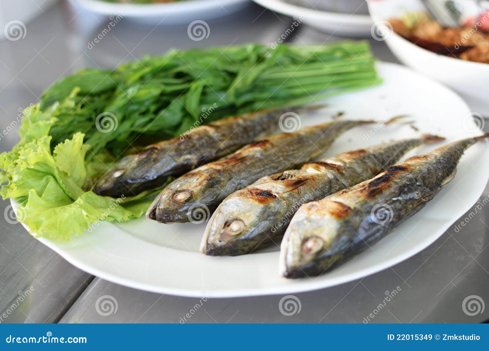 Fried Sardine on Plate in Asian Restaurant Stock Image Image of